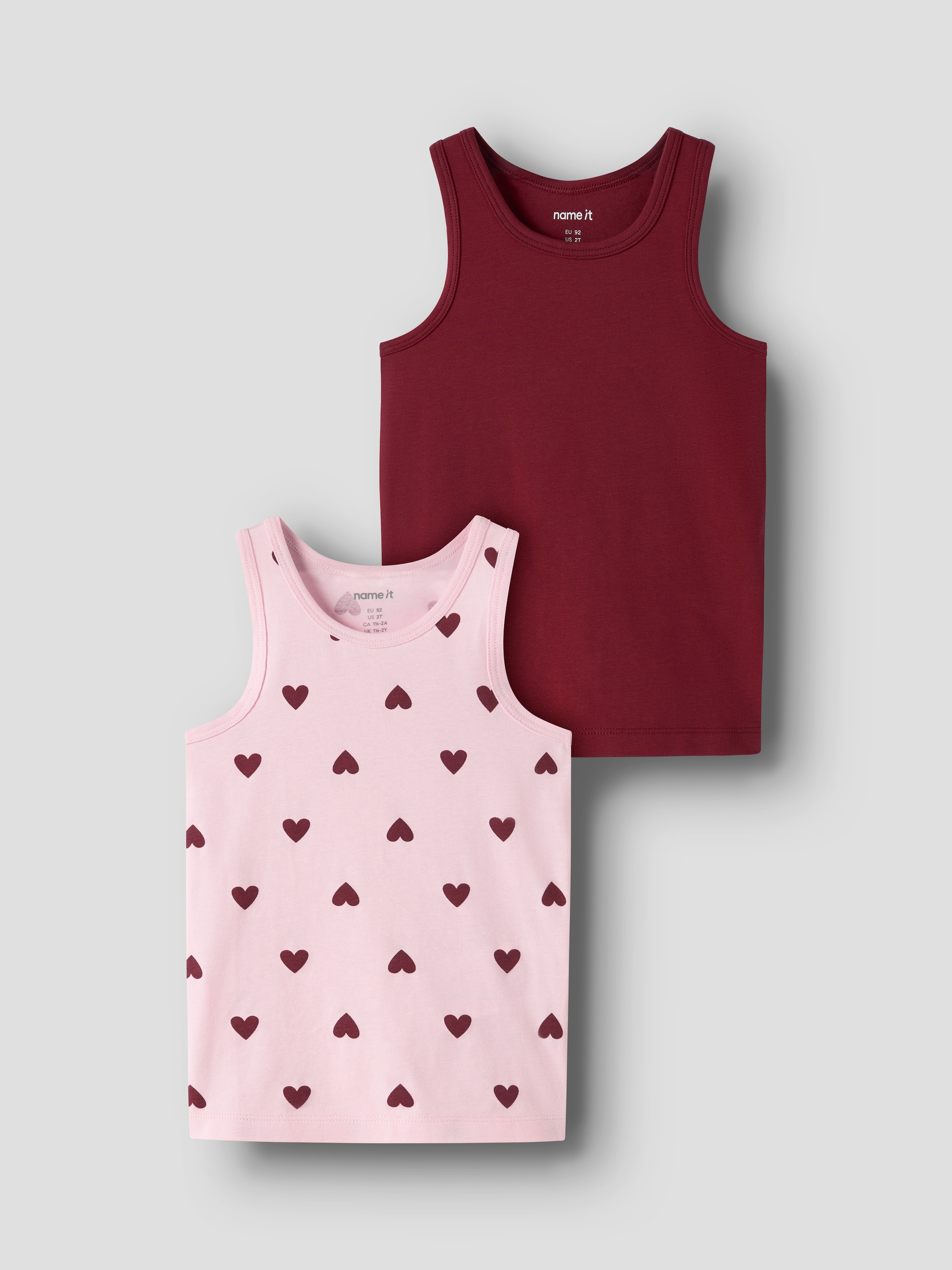 Name It Unterhemd »NMFTANK TOP 2P CUTIE HEART NOOS« Packung, 2 Stk. Baumwollmischung, uni und bedruckt im Set