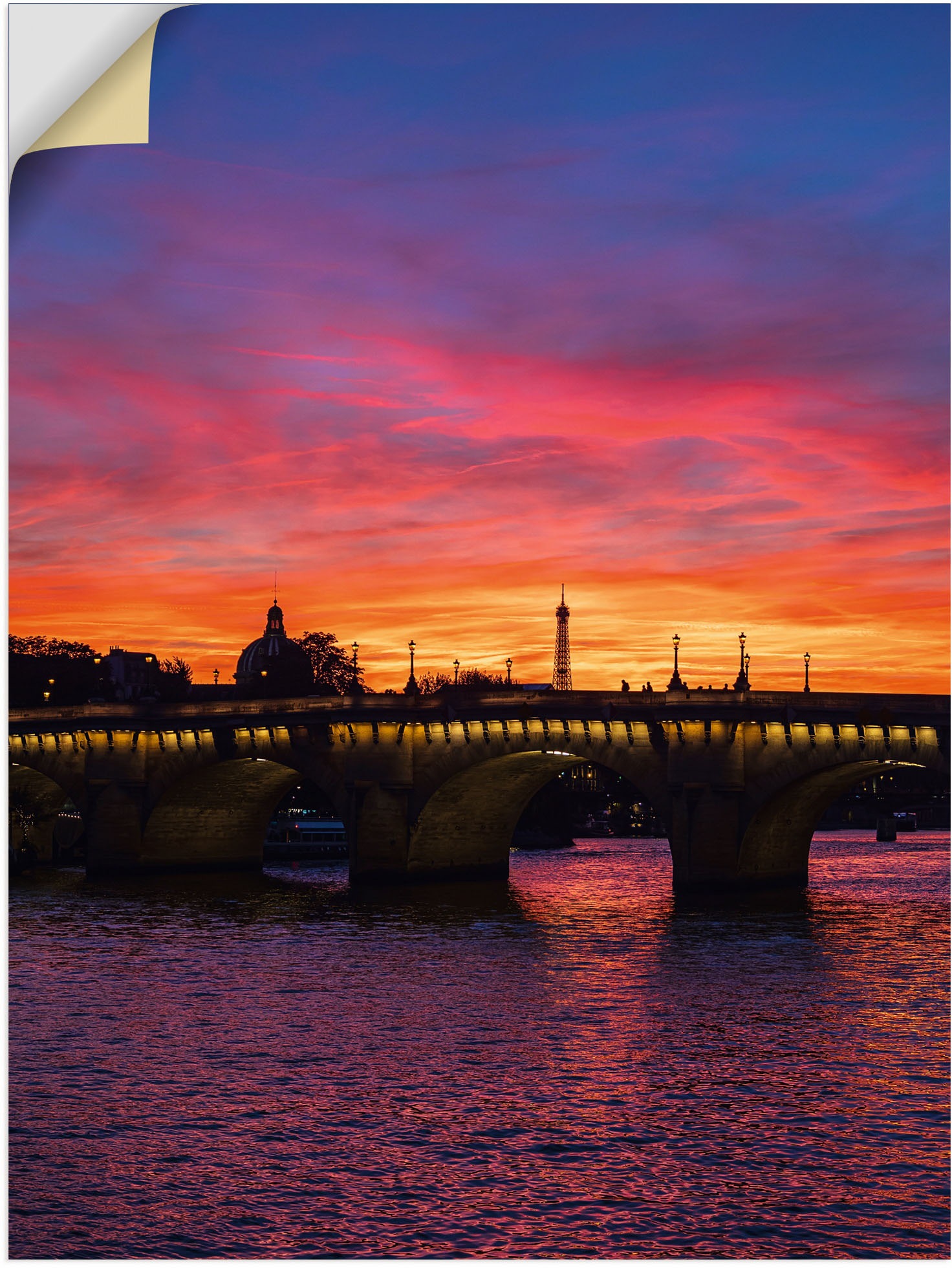 Artland Wandbild »Brücke Pont Neuf im Sonnenuntergang«, Paris, (1 St.), in vielen Größen & Produktarten - Alubild / Outdoorbild für den Außenbereich, Leinwandbild, Poster, Wandaufkleber / Wandtattoo auch für Badezimmer geeignet