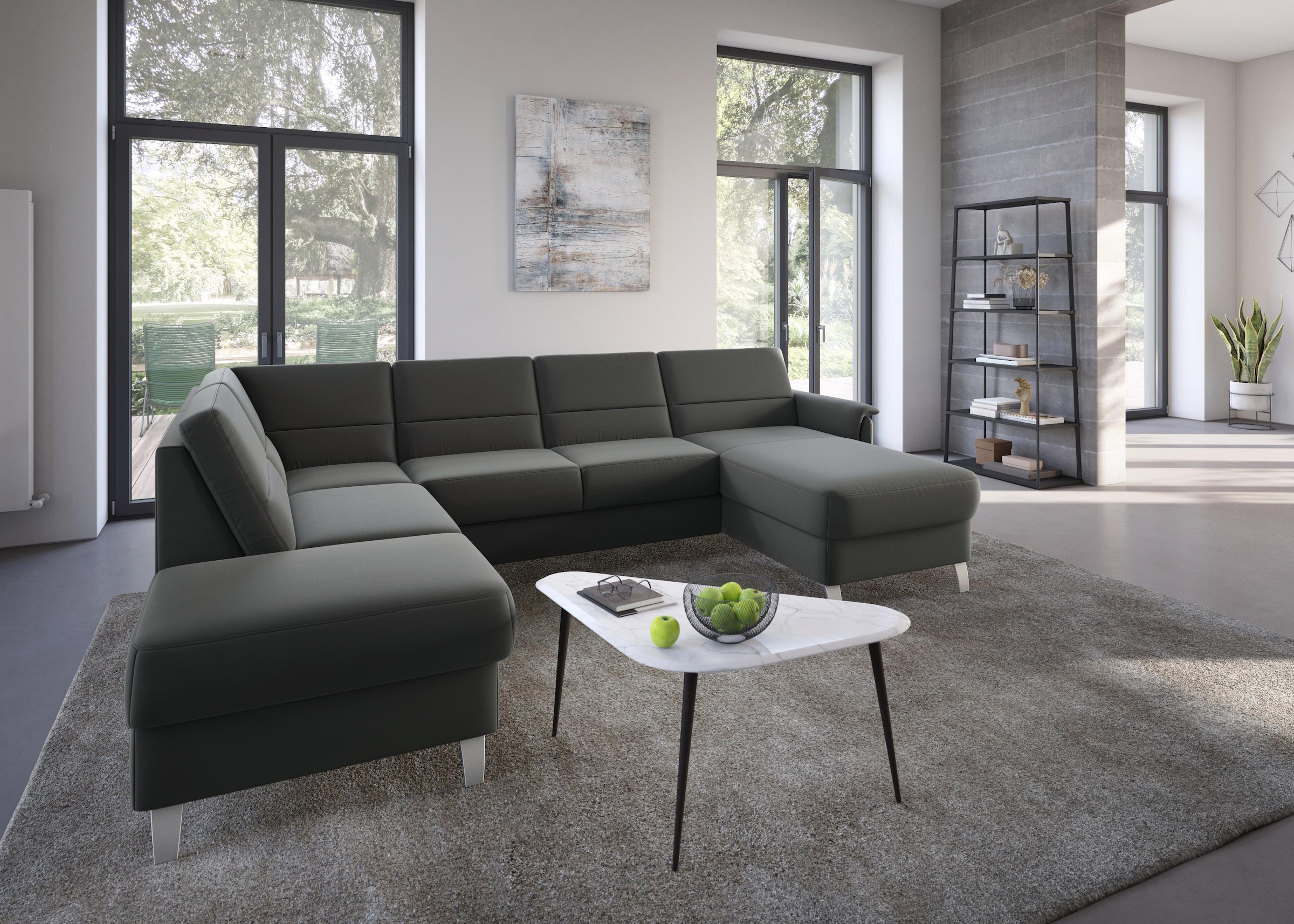 sit&more Wohnlandschaft »Palmera U-Form, B: 308 cm« optional Bettfunktion & Bettkasten, Federkern