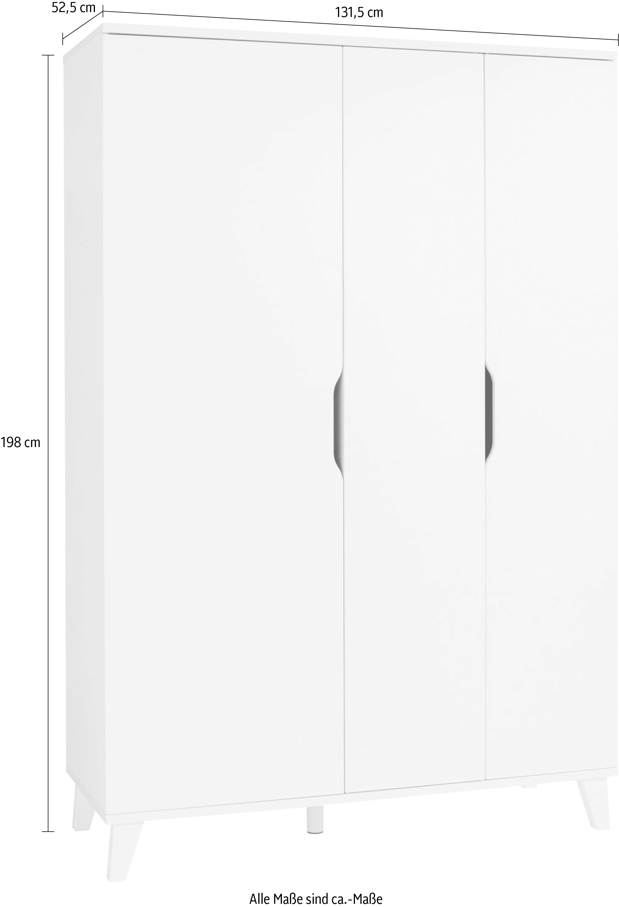 Home affaire Kleiderschrank »MICHA, Kinderschrank, Füße aus Massivholz«, (B/H/T ca. 132/200/52cm), viel Stauraum durch extra viele Einlegeböden