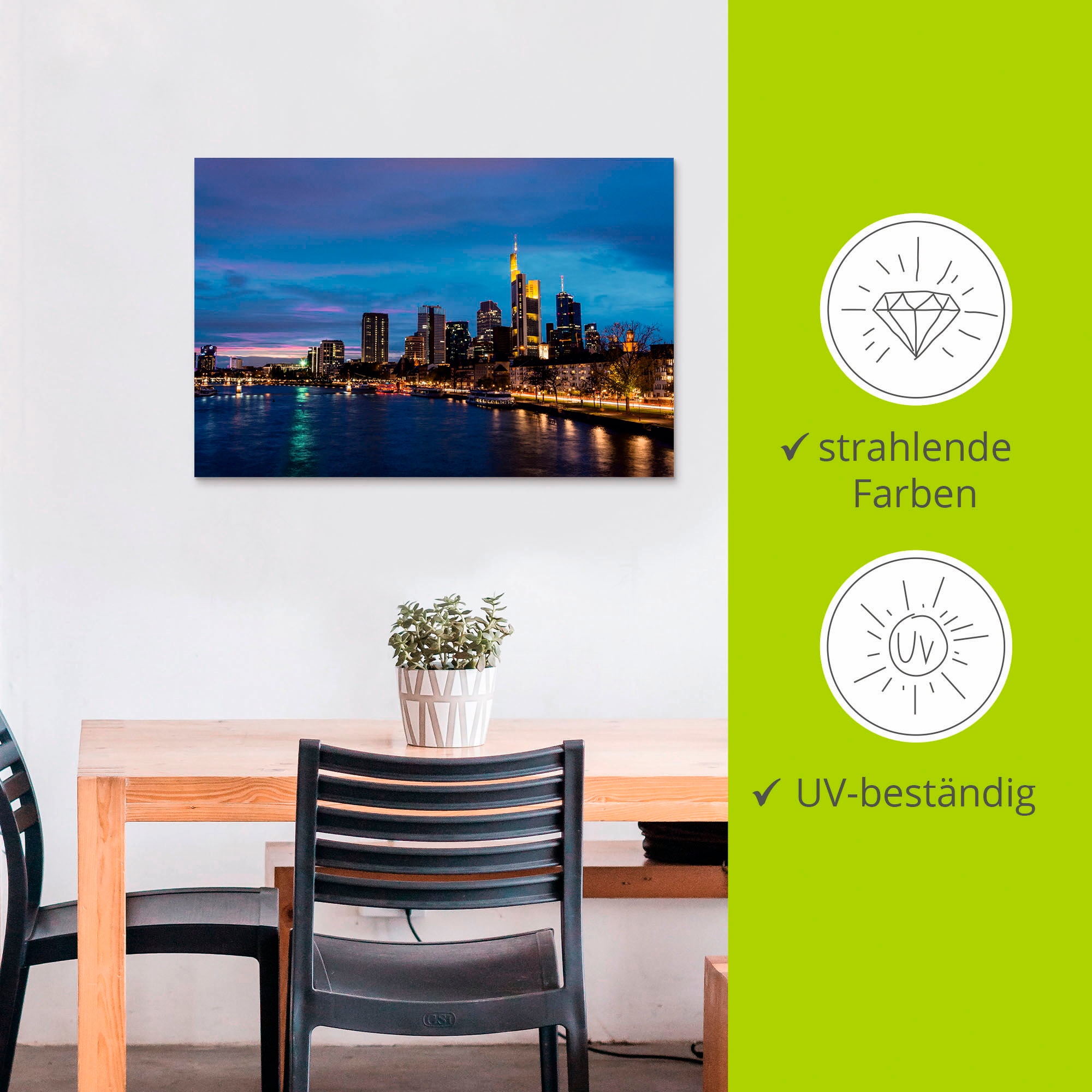 Artland Alu-Dibond-Druck »Frankfurt Skyline« Deutschland 1 Stk. tlg. für Innen- und Außenbereich geeignet, Outdoorbild