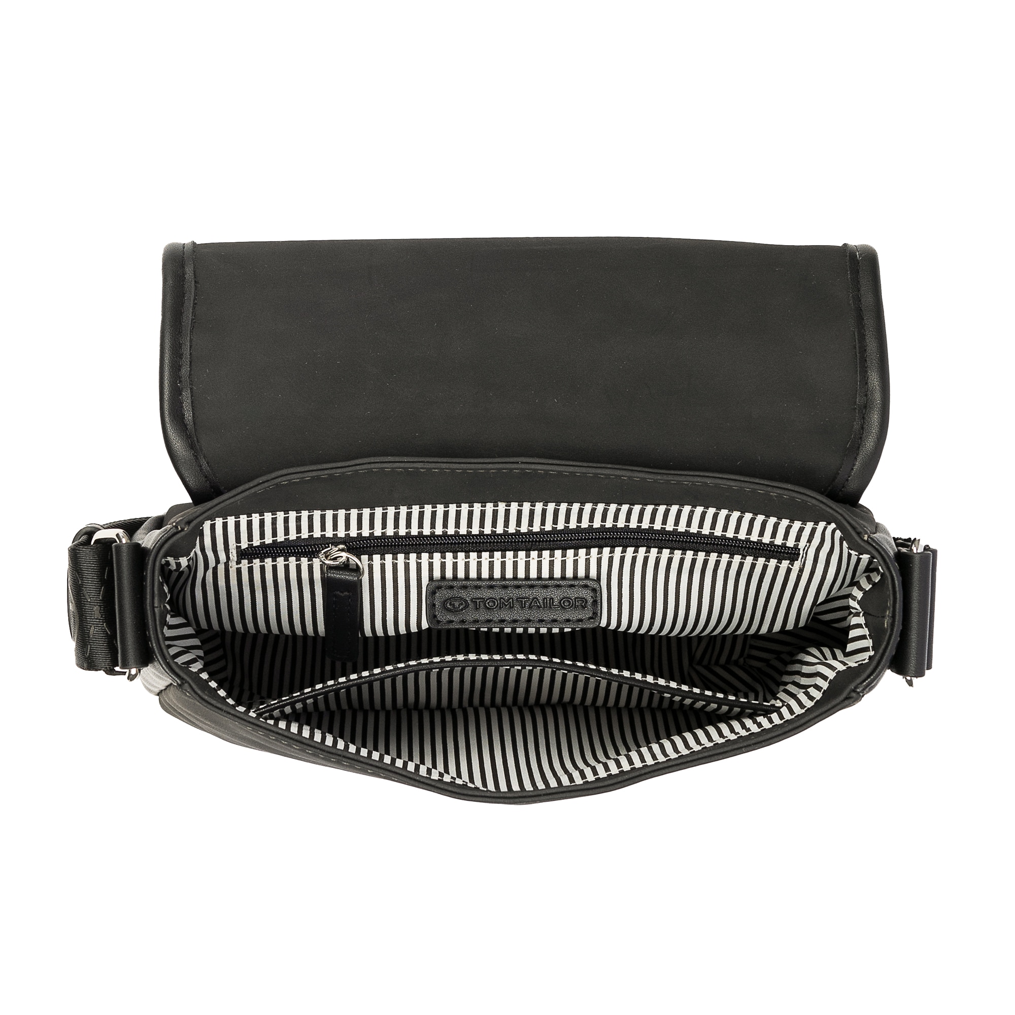 TOM TAILOR Umhängetasche »Yara« feines Nubukimtat mit Glattlederimitat sowie Gewebeband mit Logodruck