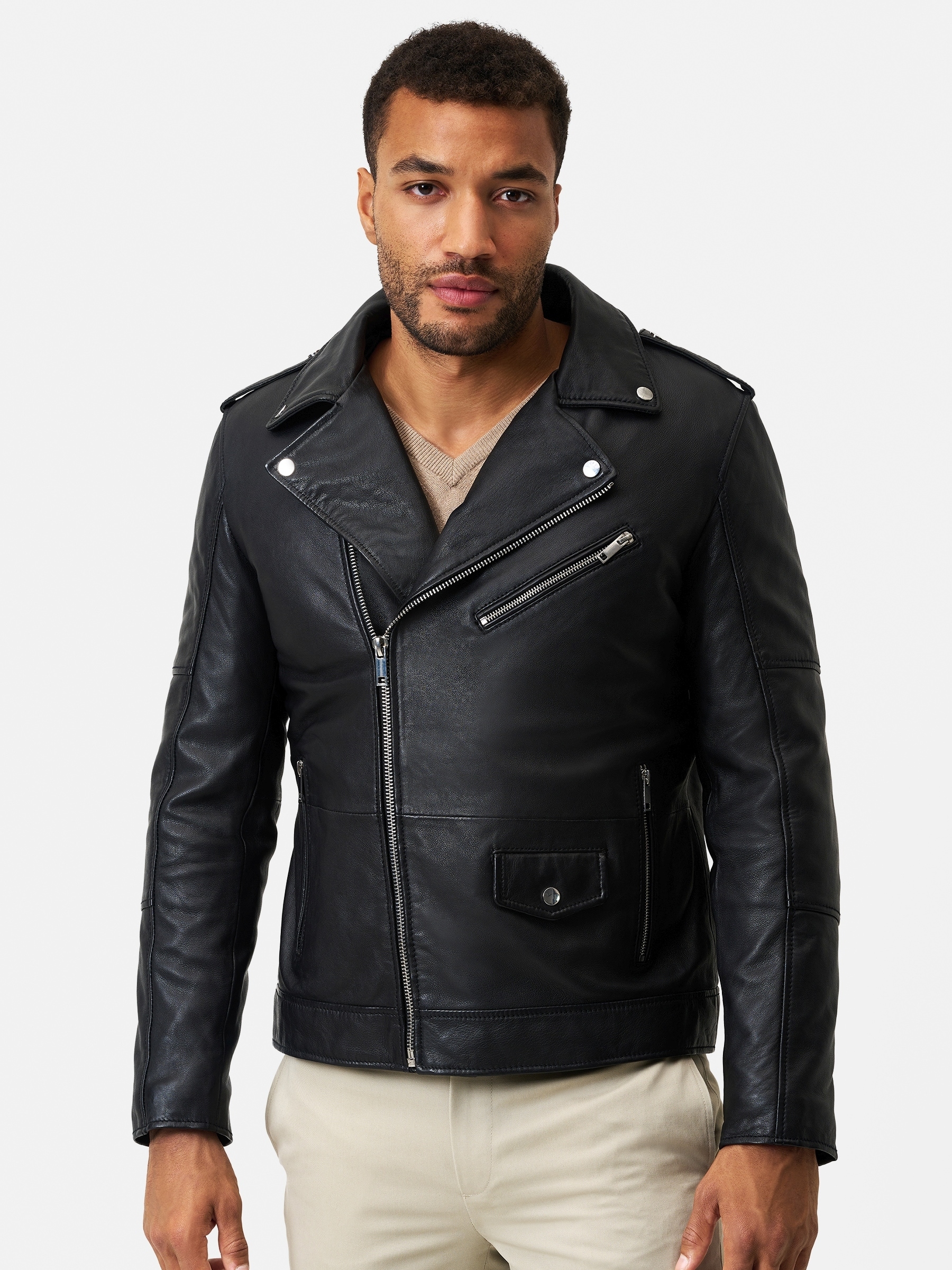 RICANO Bikerjacke »Lederjacke Pietro« ohne Kapuze Handgefertigt aus echtem Leder