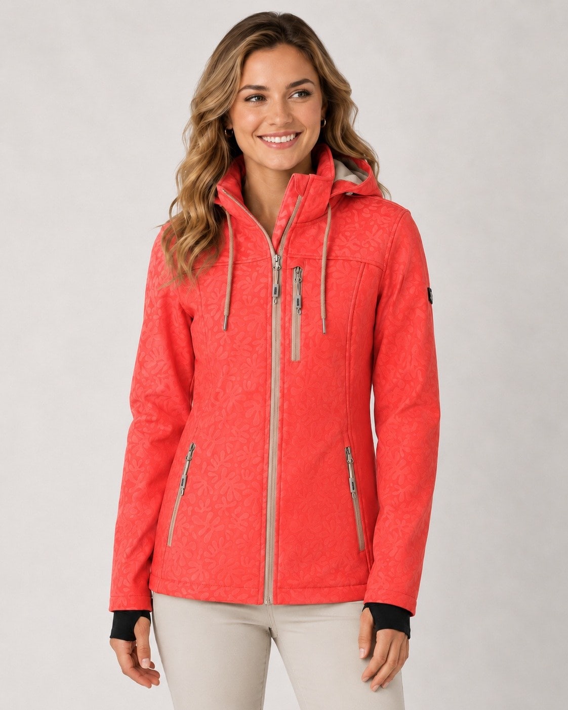 LPO Softshelljacke »Softshelljacke Janice Übergangsjacke« mit Kapuze Allover-Print