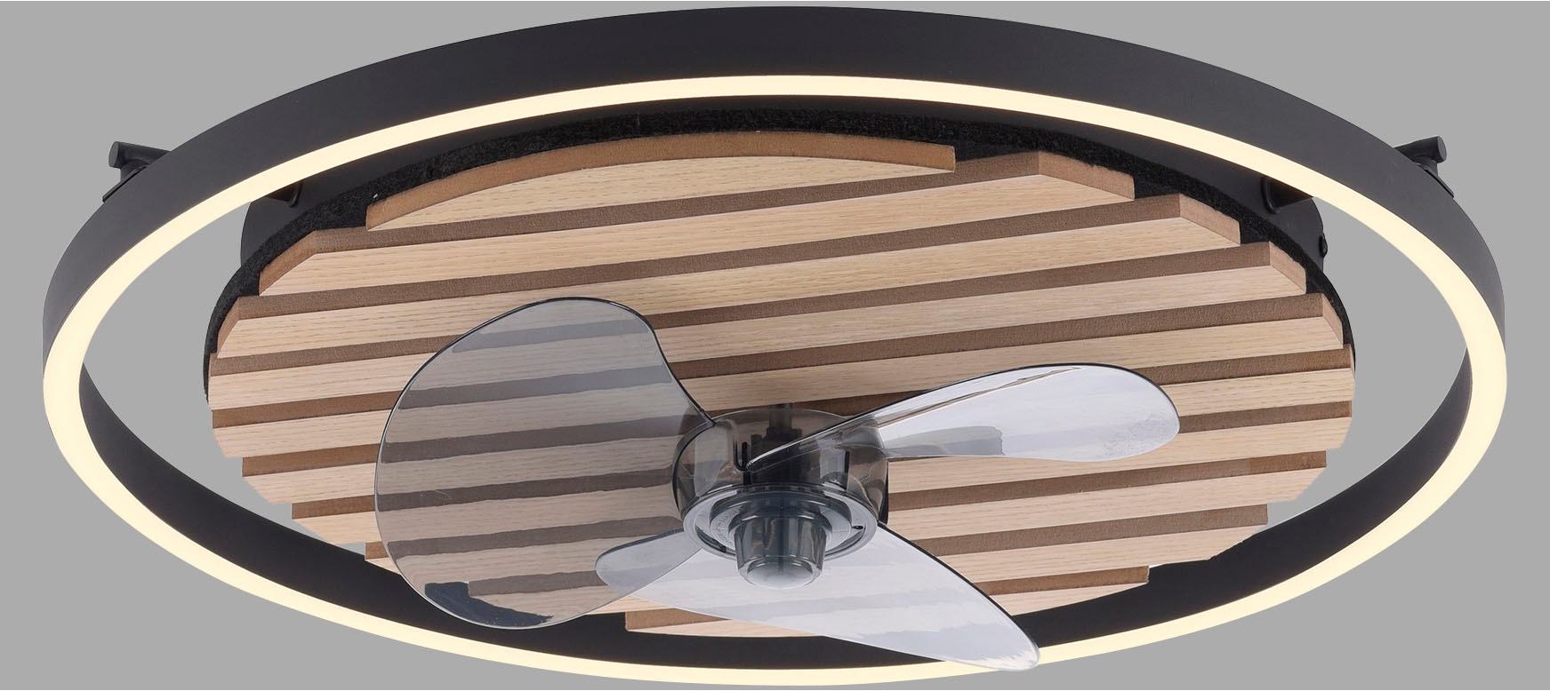 Leonique Deckenleuchte »Brialeen - Akustikpaneele«, 1 flammig, Leuchtmittel LED-Board | LED fest integriert, Deckenventilator, Deckenlampe, Ventilator, Akustik, Holz, Paneele
