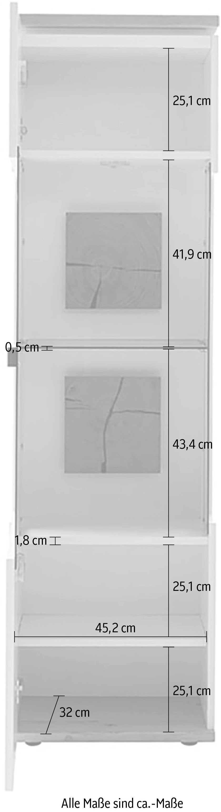 MCA furniture Highboard »Matadi Highboard«, (1 St.), Highboard, Weiß, Holzabsetzung, 1 Tür, gedämpft, B: 50cm