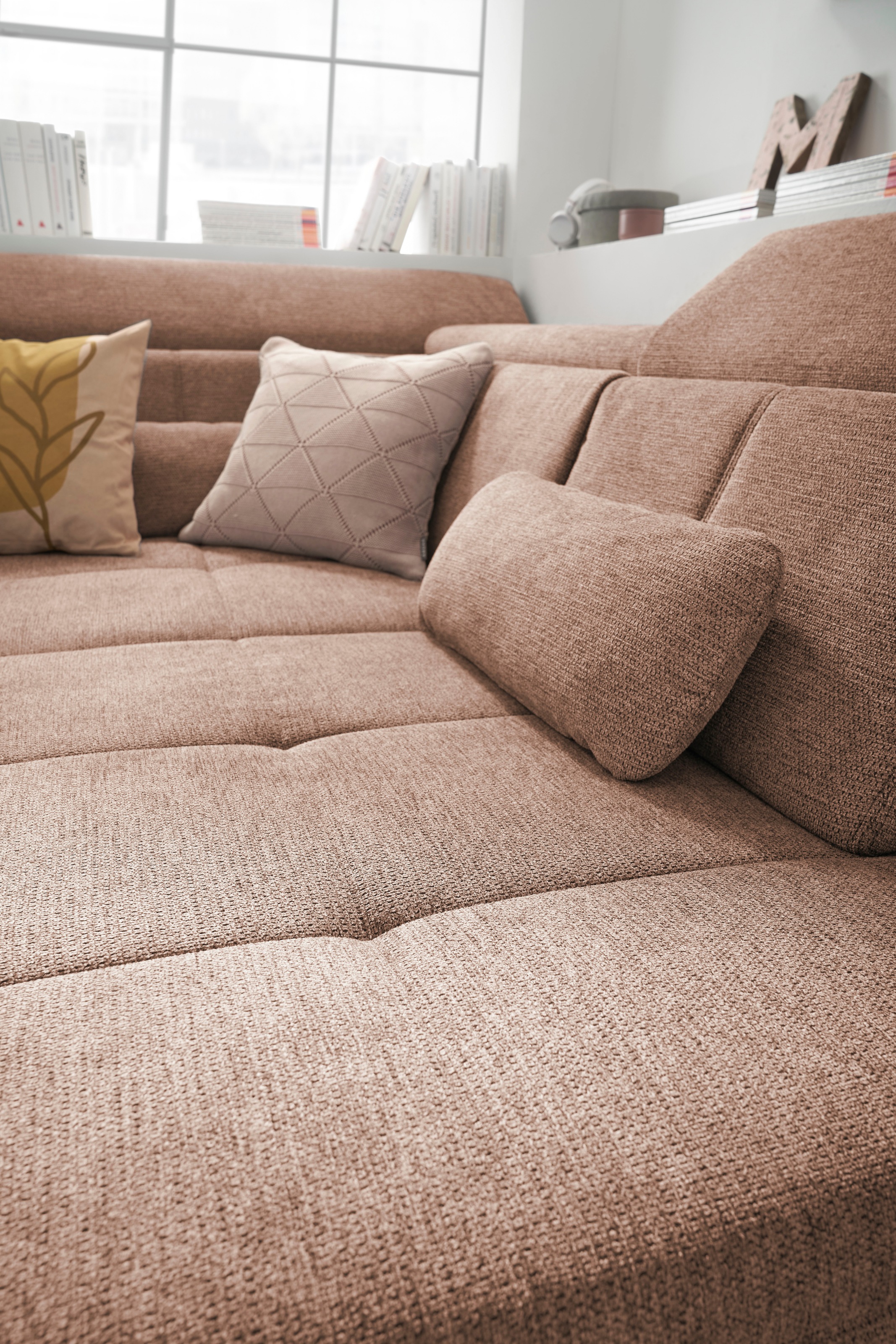 set one by Musterring Ecksofa »SO 3400, Komfortsitzhöhe 47cm oder 49cm, inkl. Sitztiefenverstellung«, verschiedene Funktionen, Kaltschaumpolsterung, Stellmaße 220 x 317 cm
