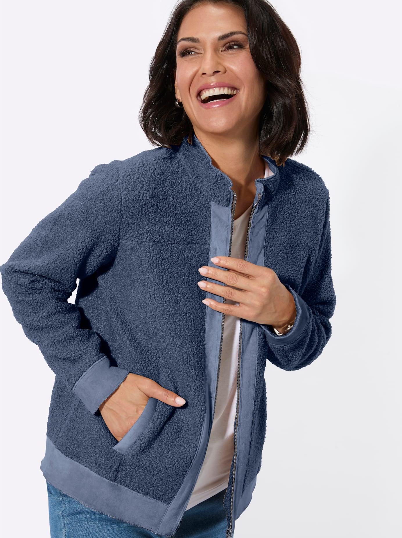 Casual Looks Bouclèjacke ohne Kapuze