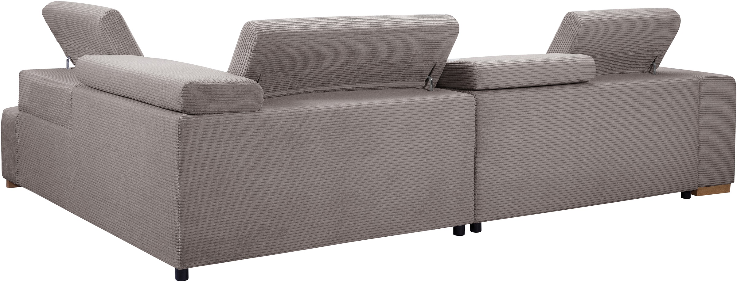 exxpo - sofa fashion Ecksofa »Elianos, hoher Sitzkomfort, aufwendige Kreuzsteppung im Sitz, L-Form«, Kopfteile & Sitztiefe verstellbar, mit Bettfunktion, Cord, cappuccino
