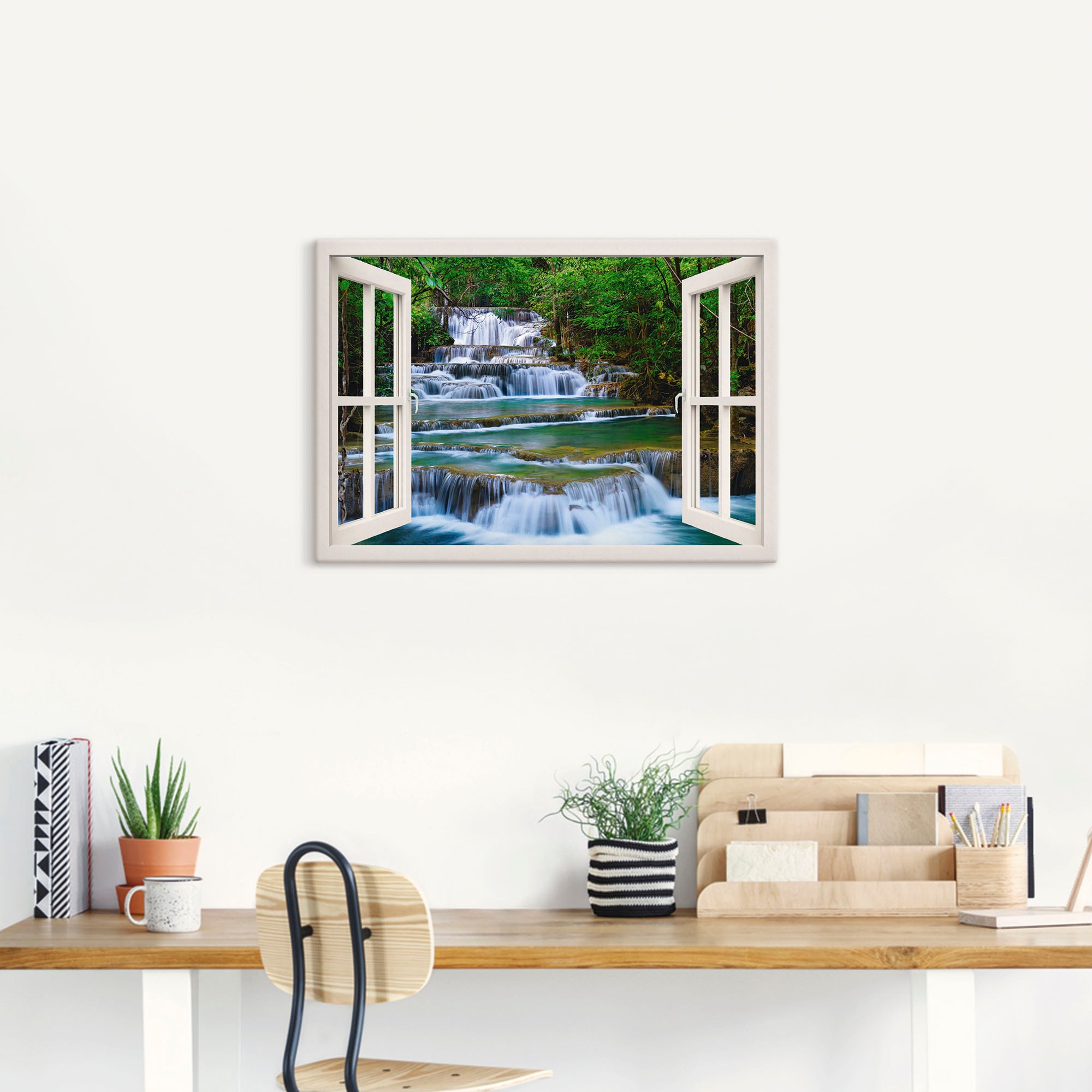 Artland Leinwandbild »Fensterblick Wasserfall in Kanchanaburi« Fensterblick 1 Stk. tlg. als Leinwandbild, Poster, Wandaufkleber in verschied. Größen