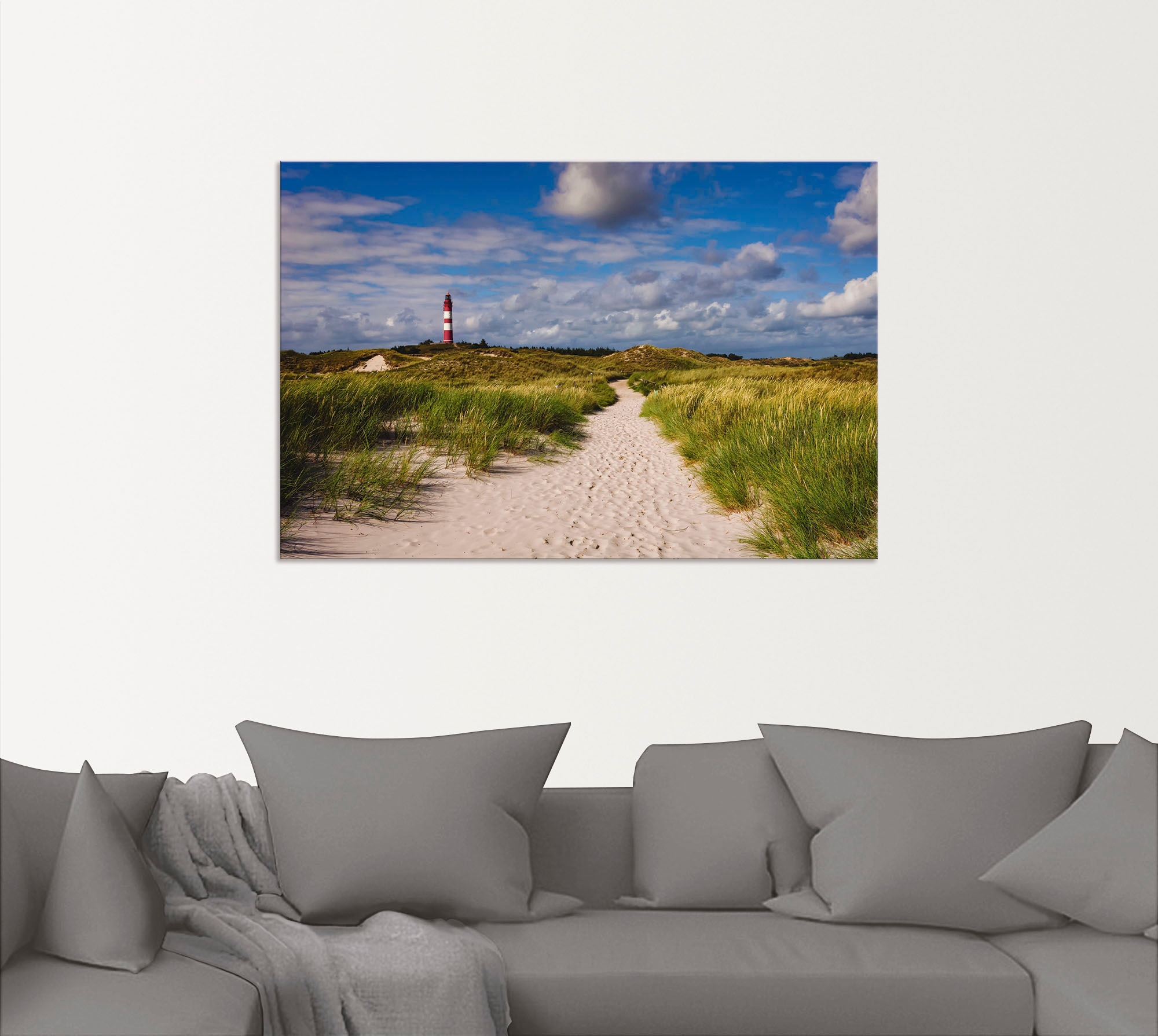 Artland Wandbild »Strandweg zum Leuchtturm - Insel Amrum«, Küste, (1 St.), als Alubild, Outdoorbild, Leinwandbild, Poster in verschied. Größen