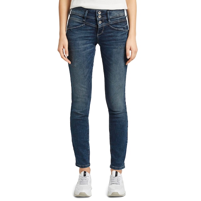TOM TAILOR Slim-fit-Jeans »Alexa Slim«, mit Knopfleiste und dekorativ  gesteppter Passe im OTTO Online Shop