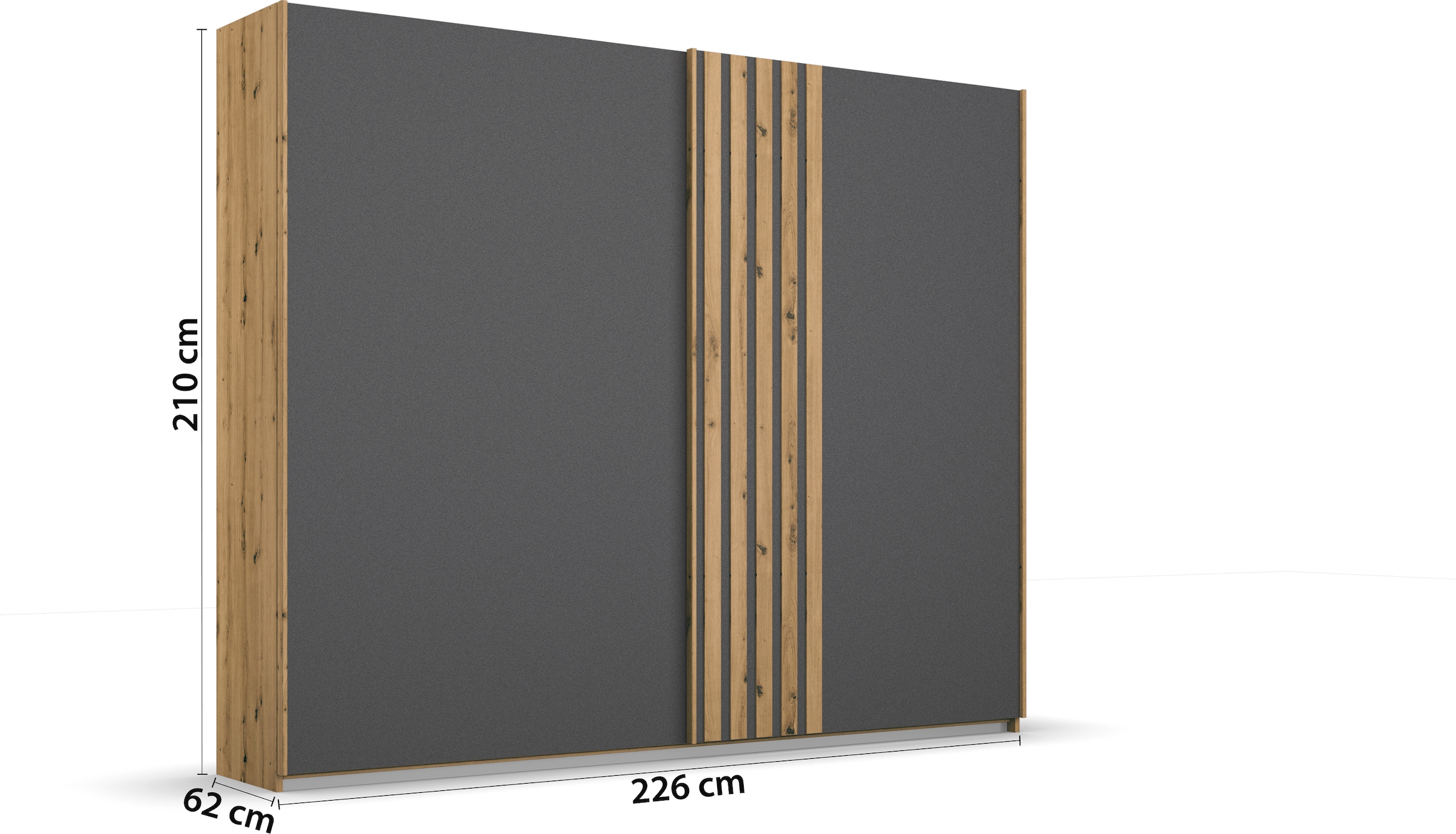 rauch Schwebetürenschrank »Kleiderschrank Schrank Garderobe MOSBACH«, moderne Lamellen-Auflage in 3D Akustikpaneel Optik MADE IN GERMANY