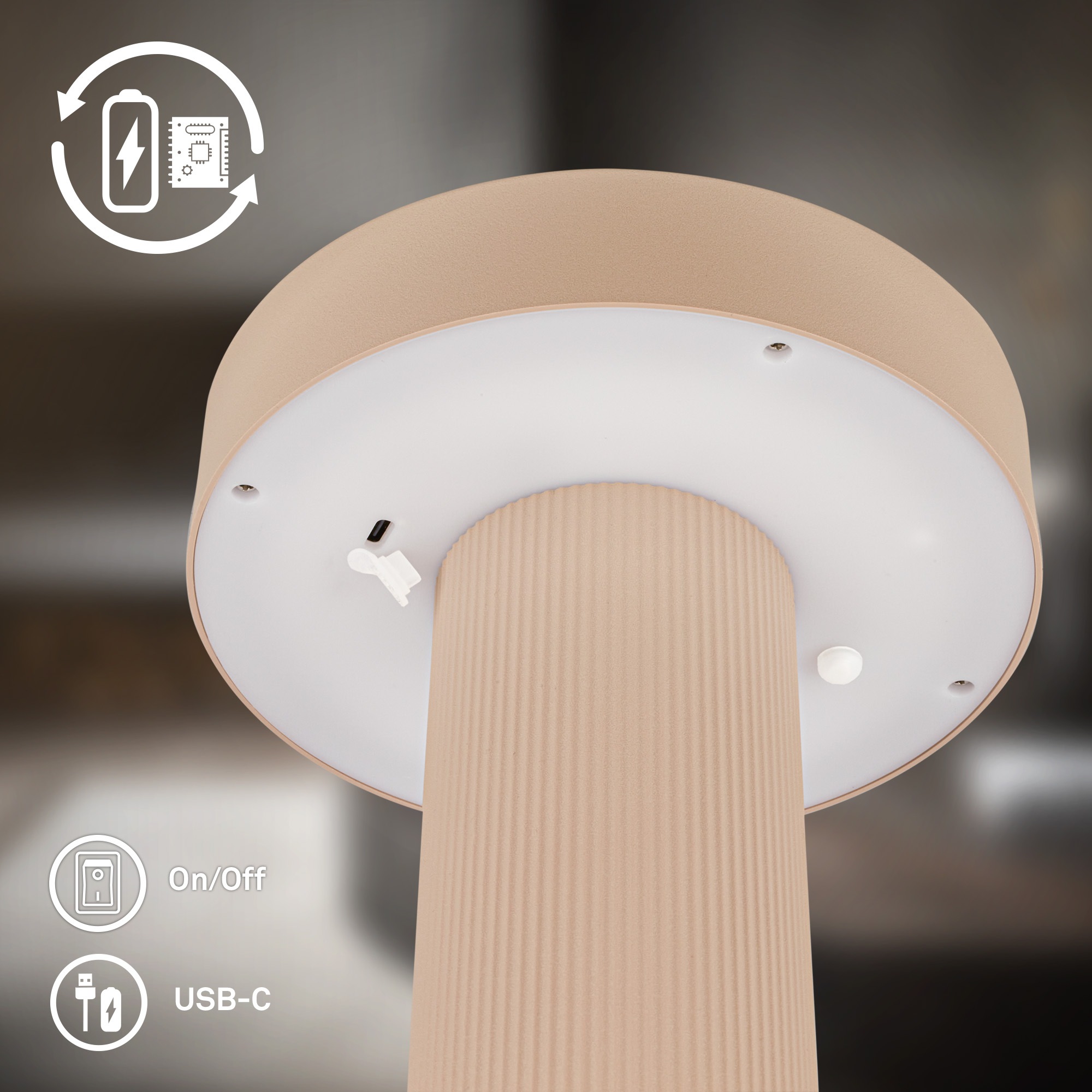 Briloner Leuchten LED Tischleuchte »BITO« LED-Board 1 Stk. Warmweiß 16x20 cm, Akku tauschbar, Indoor/Outdoor, Wohnzimmer, Balkon