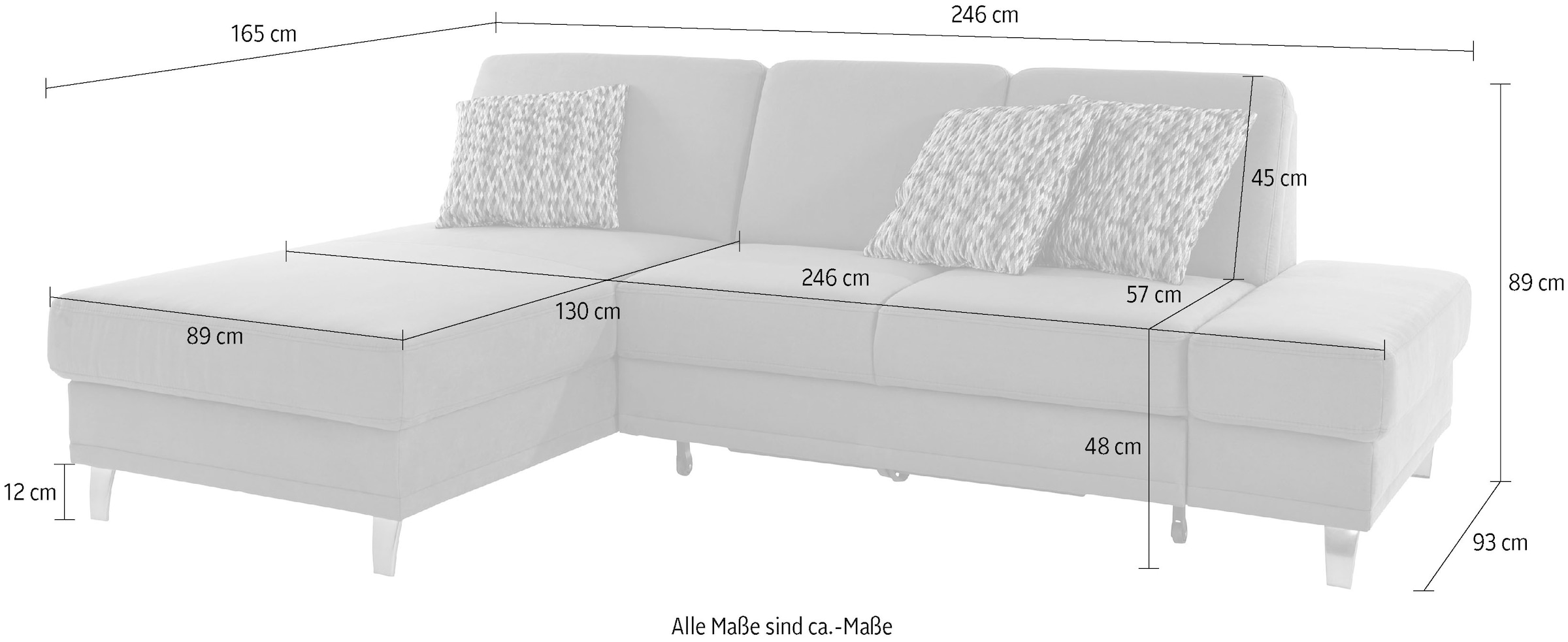 sit&more Ecksofa »Clio L-Form« wahlweise mit Bettfunktion oder Vorziehsitz und Bettkasten, Federkern