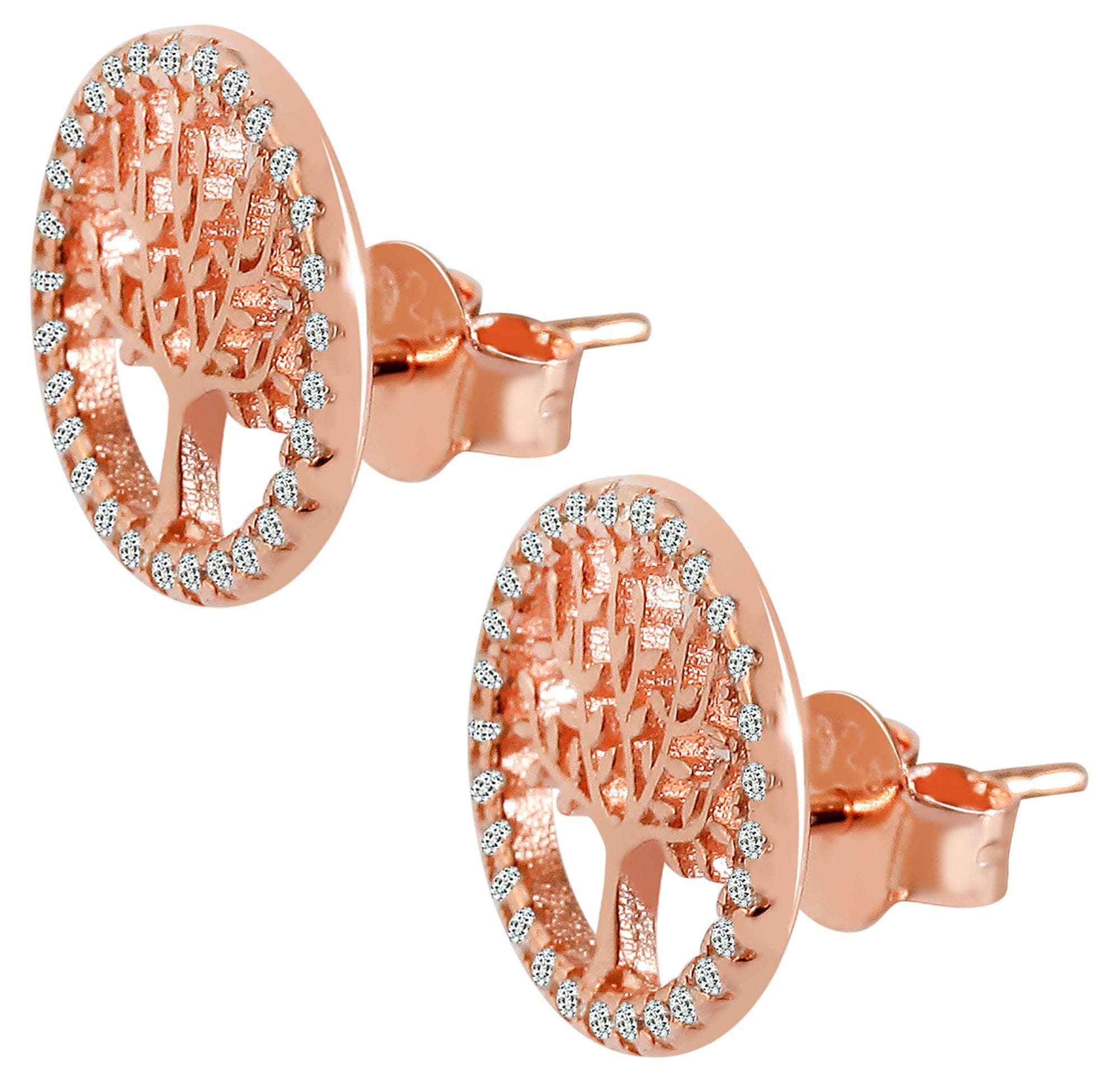 Adelia´s Paar Ohrstecker »Damen Ohrringe ¿ Ohrstecker Lebensbaum aus 925 Silber mit Zirkonia«