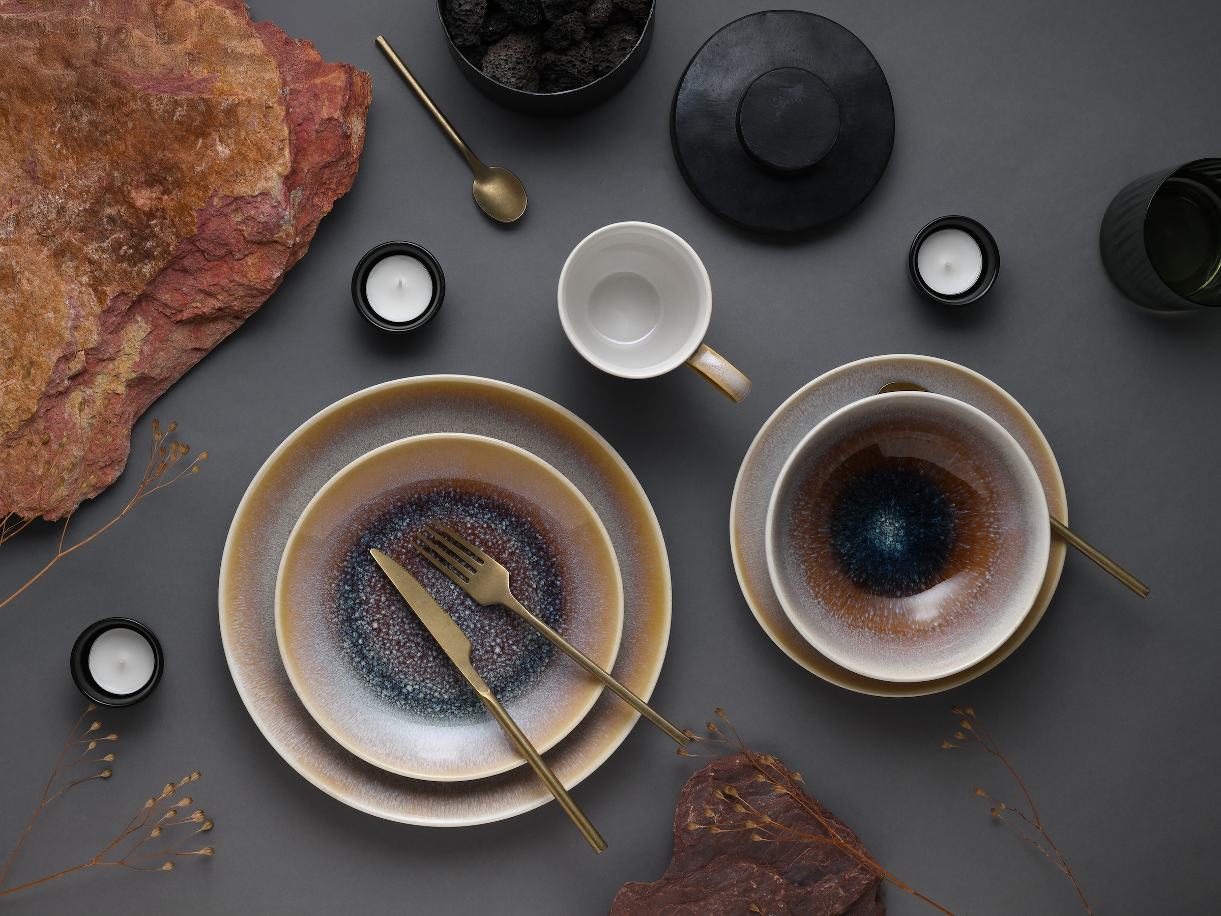 CreaTable Kombiservice »Caldera« irisierende Glasur