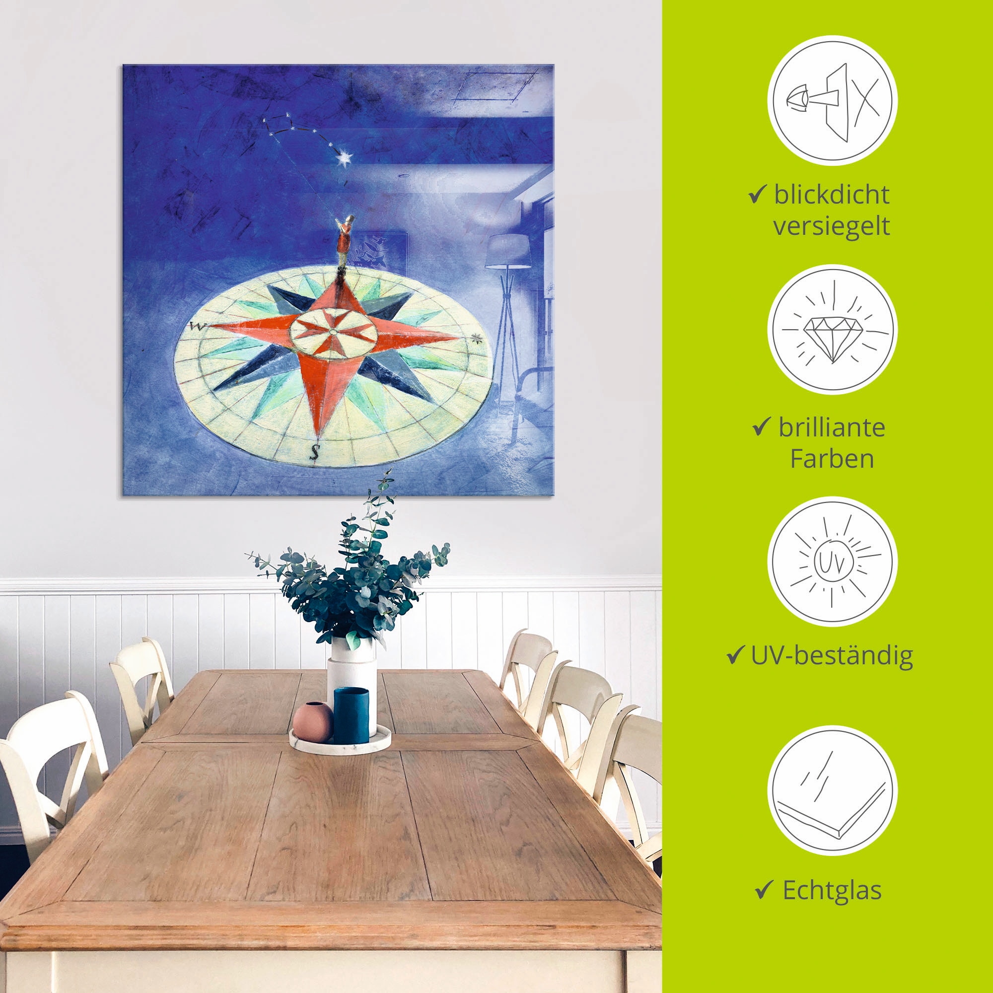 Artland Glasbild »Wissen wo man steht«, Geräte & Werkzeuge, (1 St.), in verschiedenen Größen