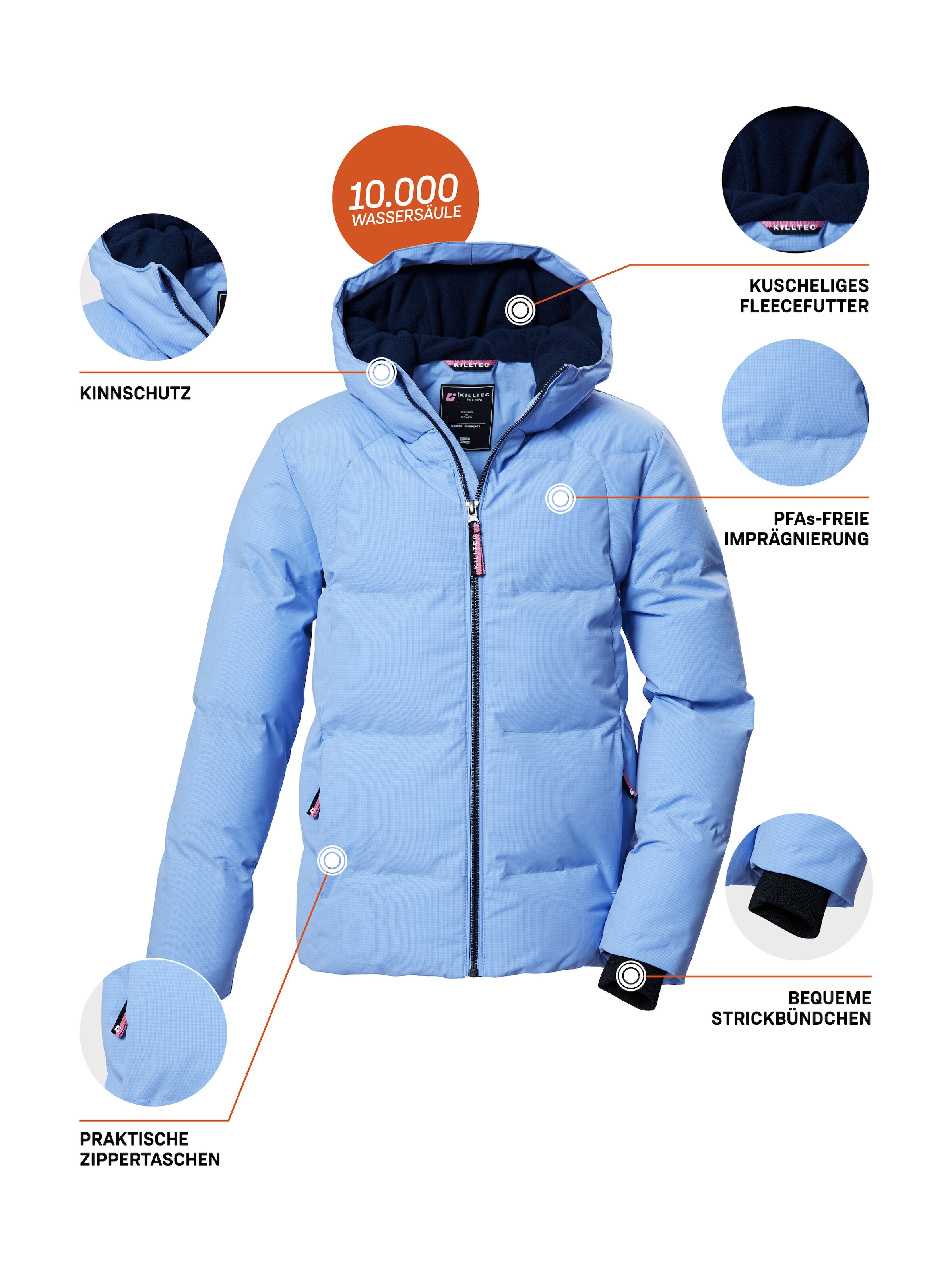 Killtec Steppjacke »KOW 357 GRLS QLTD JCKT«, Wasserabweisende Mädchenjacke mit Kapuze, atmungsaktiv, warm