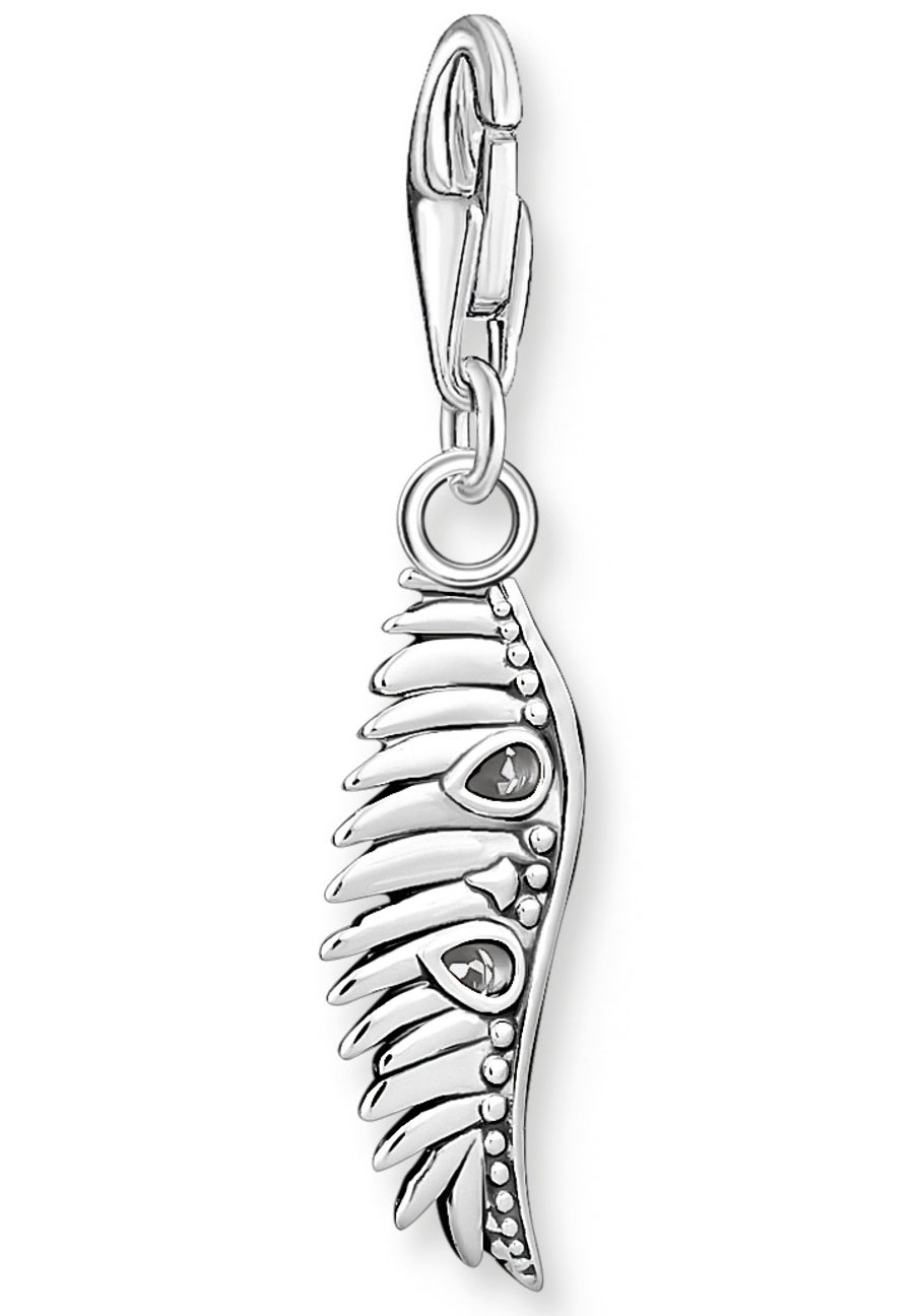 THOMAS SABO Charm-Einhänger »Phönix Feder mit blauen Steinen, 1905-644-1«, mit Zirkonia (synth.)