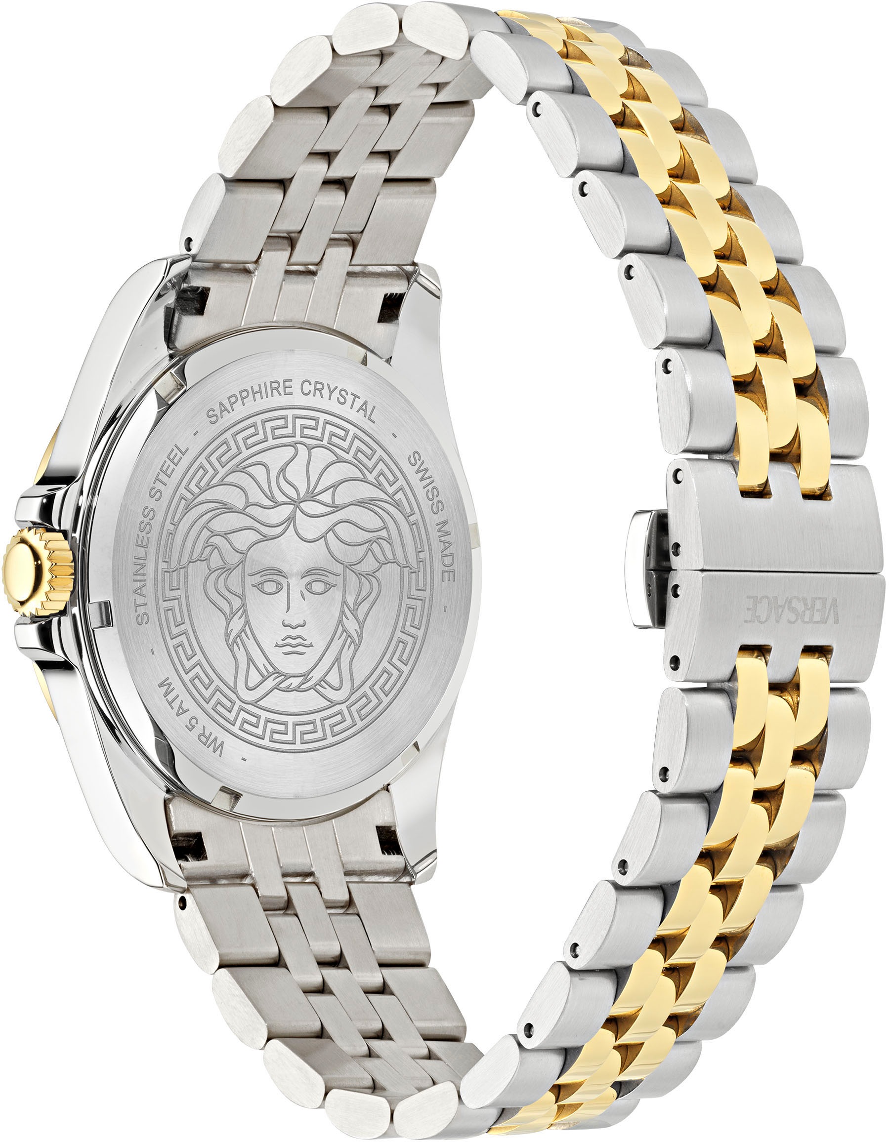 Versace Quarzuhr »VERSACE ANTEO« Armbanduhr, Herrenuhr, Swiss Made, Saphirglas, Edelstahlarmband, Datum