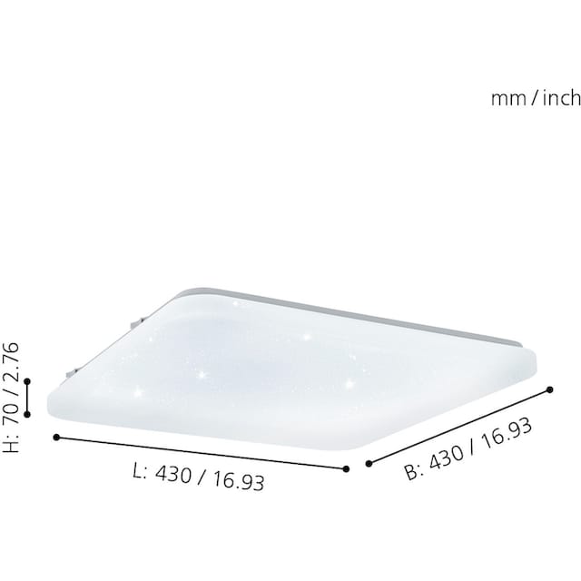 EGLO LED Deckenleuchte »FRANIA-S«, LED-Board, Warmweiß, weiß / L43 x H7 x  B33