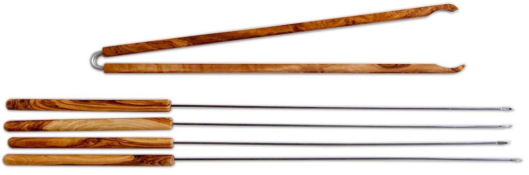 Olivenholz-erleben  Grillbesteck-Set, (Set, 5 tlg.), Olivenholz