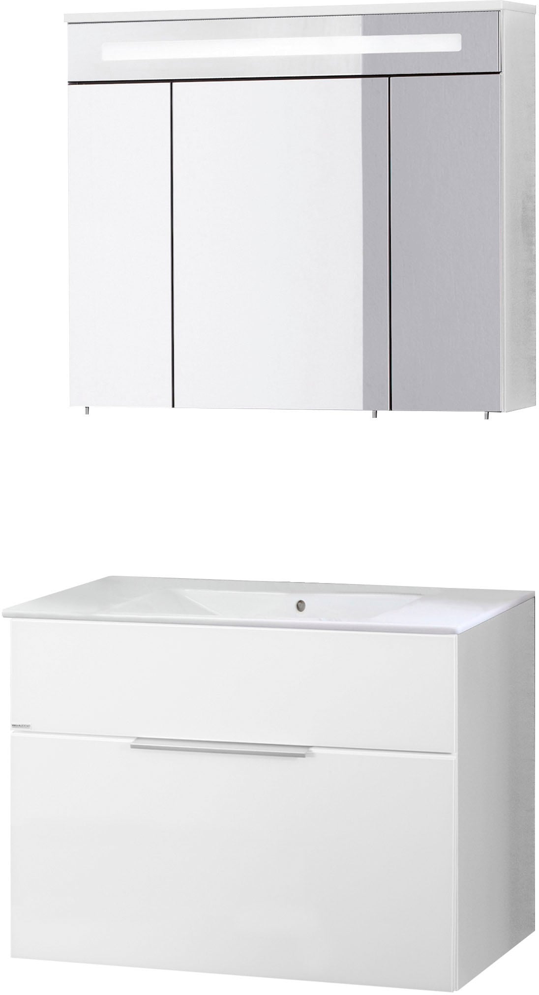 Fackelmann Waschtisch »Waschplatz-Set KARA« 3 tlg. 3-teilig in weiß, Größe B/H/T: 80 cm x 51 cm