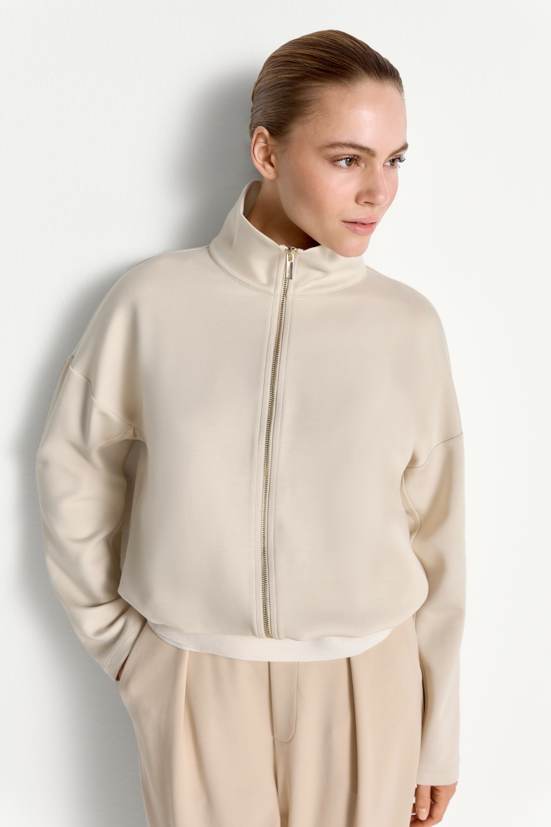 RICHROYAL Sweatjacke Tunnelzug-Saum, Stehkragen, regular fit