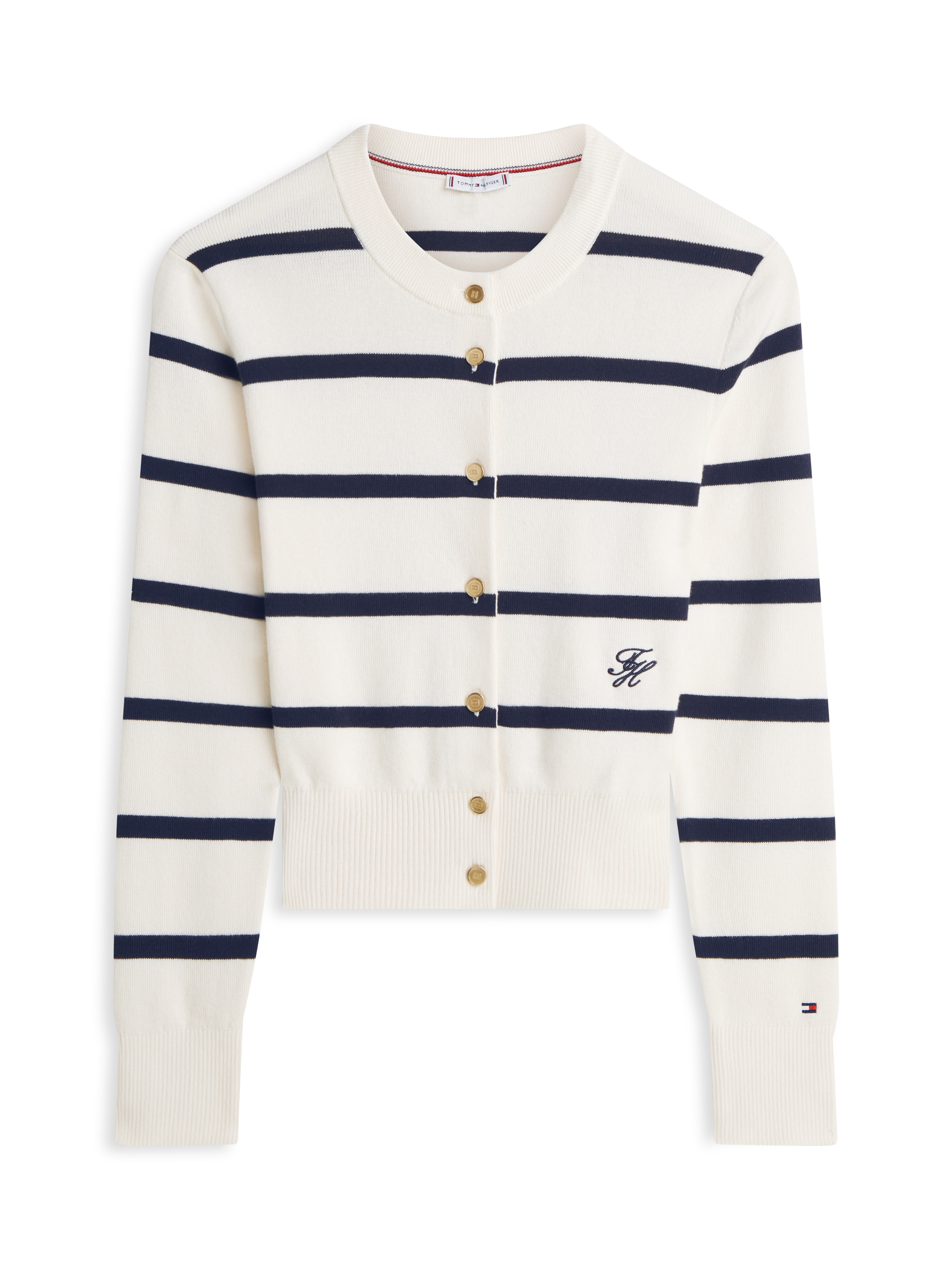 Tommy Hilfiger Strickjacke »CO FULL NEEDLE C-NK CARDI« mit Logo-Stickerei