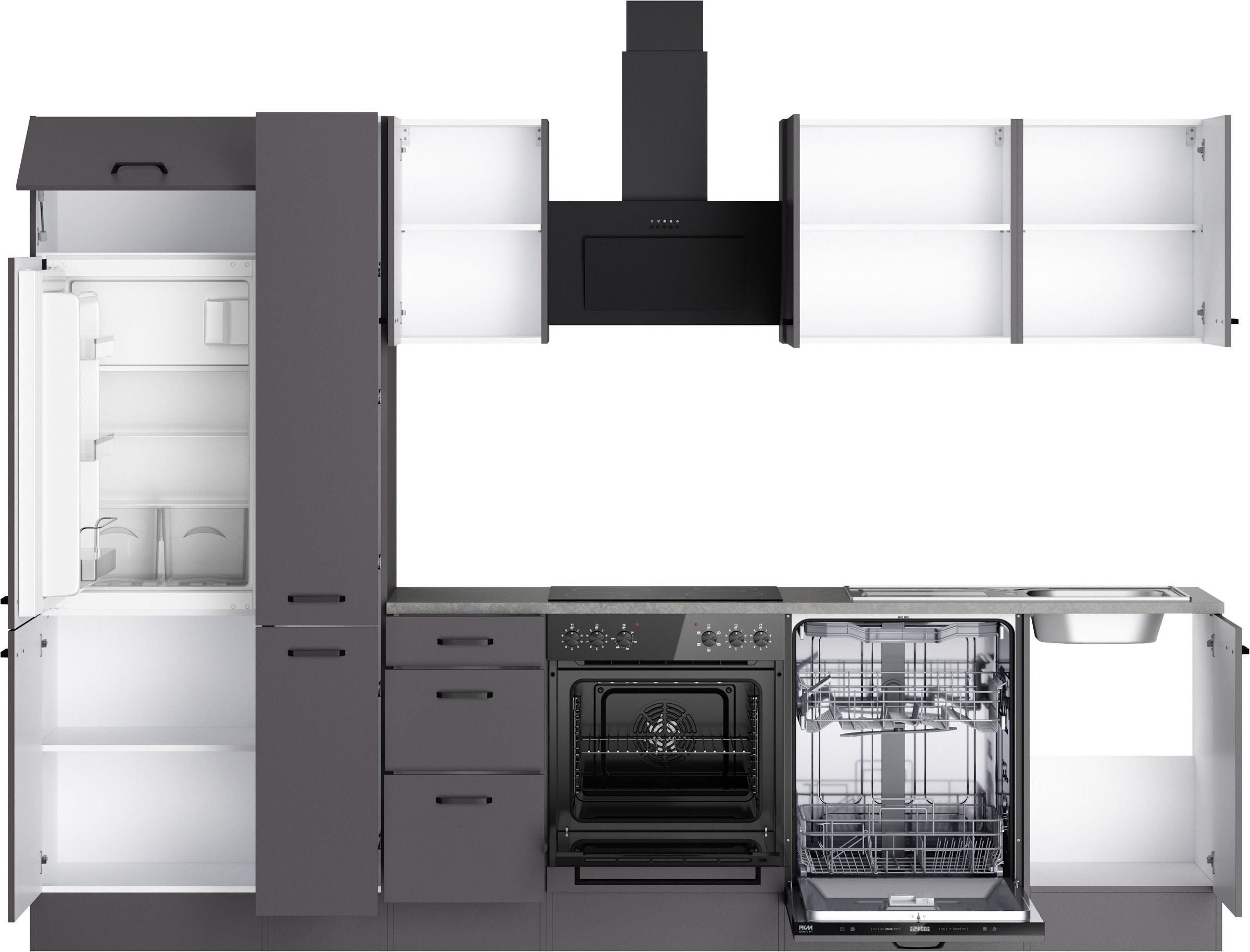 OPTIFIT Küchenzeile »OPTImulti« Breite 300 cm, wahlweise mit E-Geräten und Edelstahlspüle