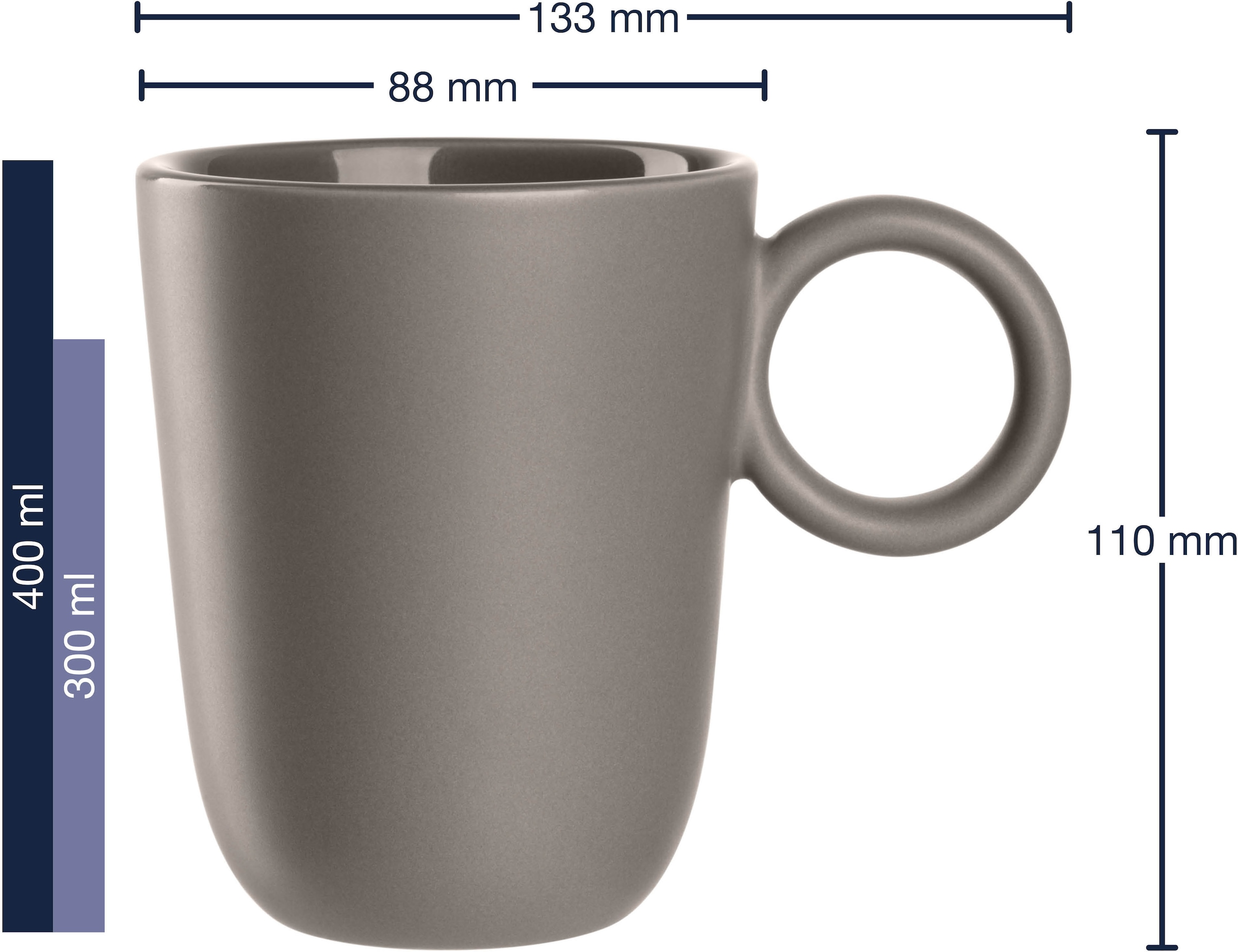 LEONARDO Tasse »Keramiktasse, ROMA, 6er-Set« spülmaschinengeeignet