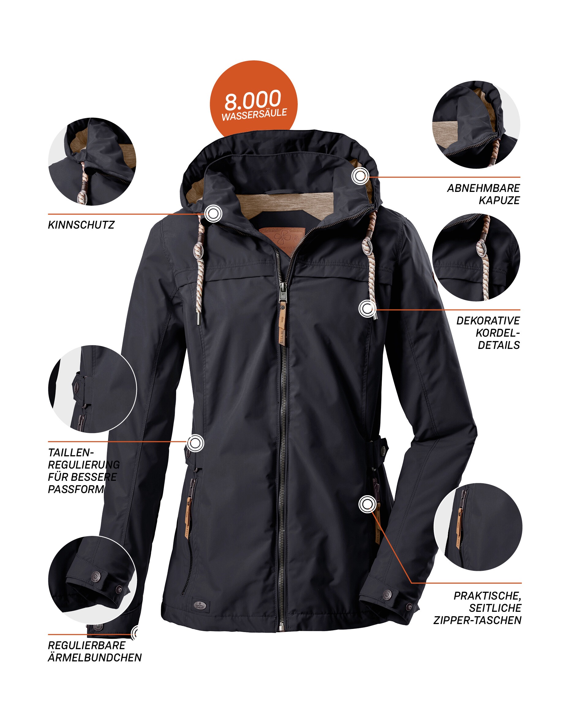 G.I.G.A. DX by killtec Funktionsjacke »Jamil WMN JCKT A«, Damenjacke: abnehmbare Kapuze, 8.000 mm Wassersäule, PFAS-frei