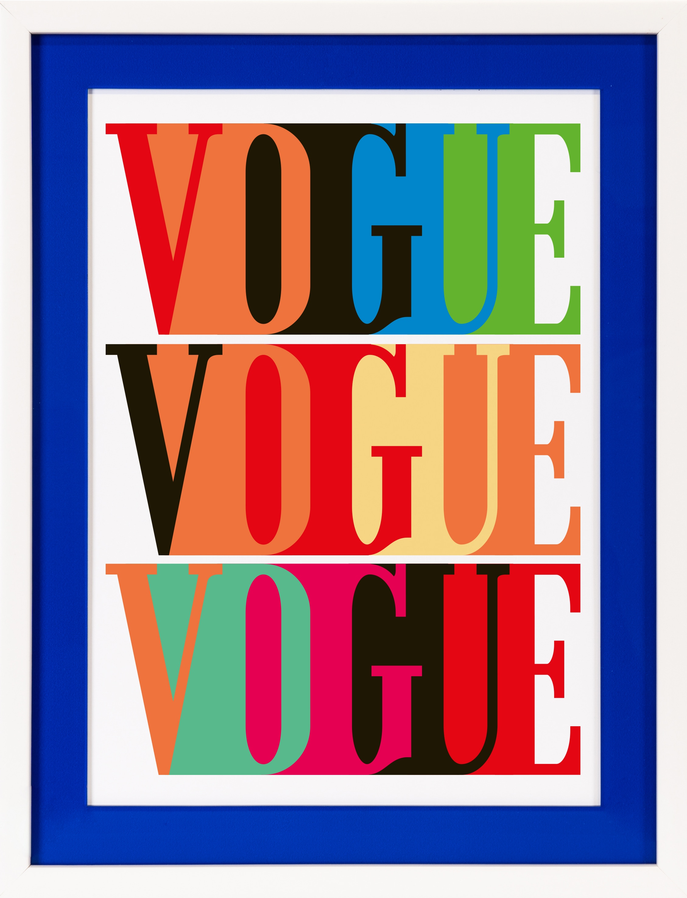 queence Bild mit Rahmen »Vogue, Sprüche, Text«, Fashion-Magazincover, (1 St.), Poster mit buntem Acrylglas Passepartout