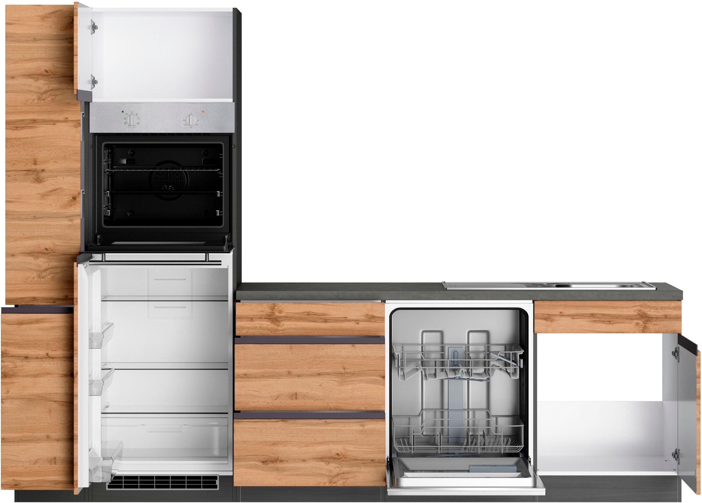 KOCHSTATION Winkelküche »KS-Riesa« Stellbreite 330/180 cm, wahlweise mit Induktionskochfeld