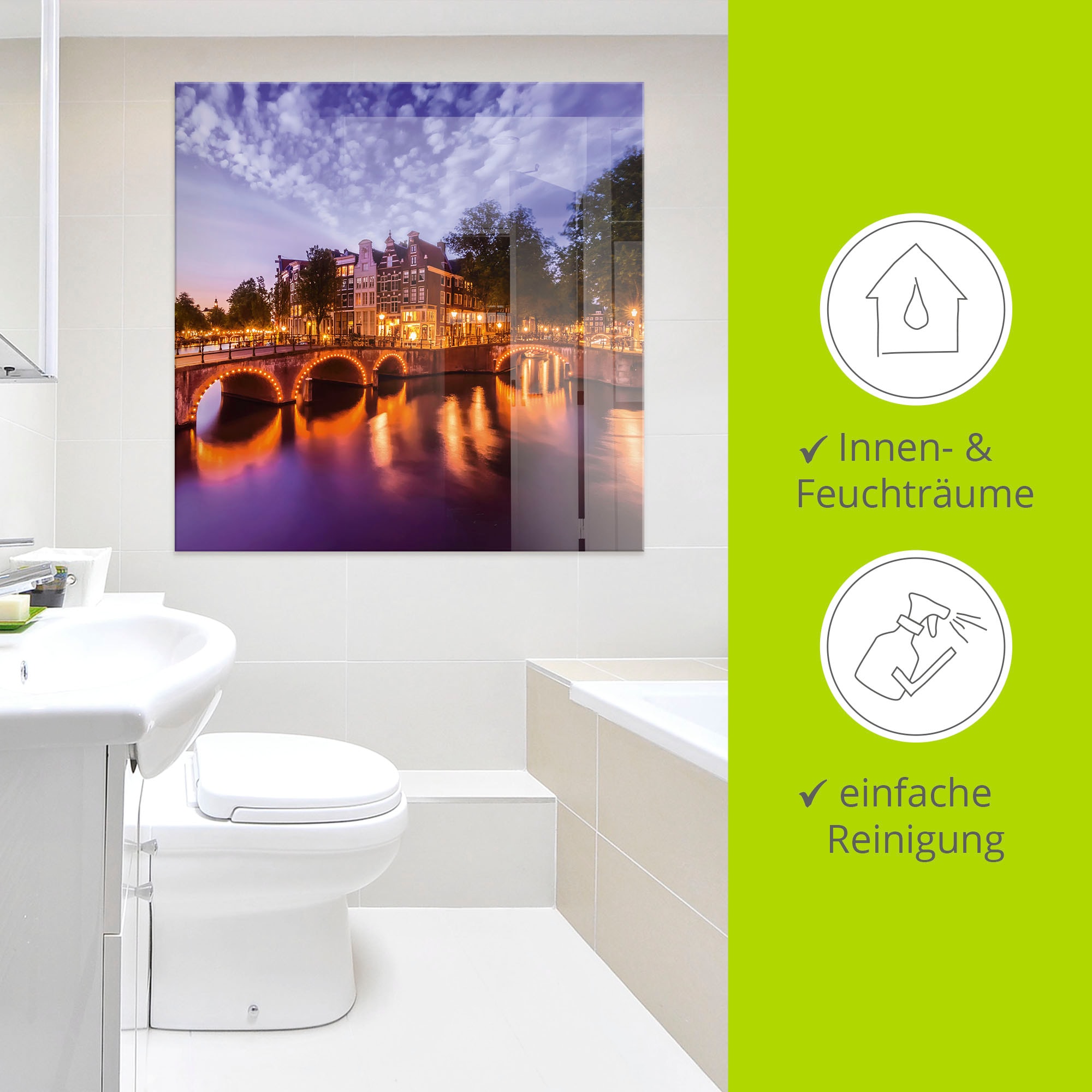 Artland Glasbild »Amsterdam Keizersgracht Leidsegracht«, Niederlande, (1 St.), in verschiedenen Größen