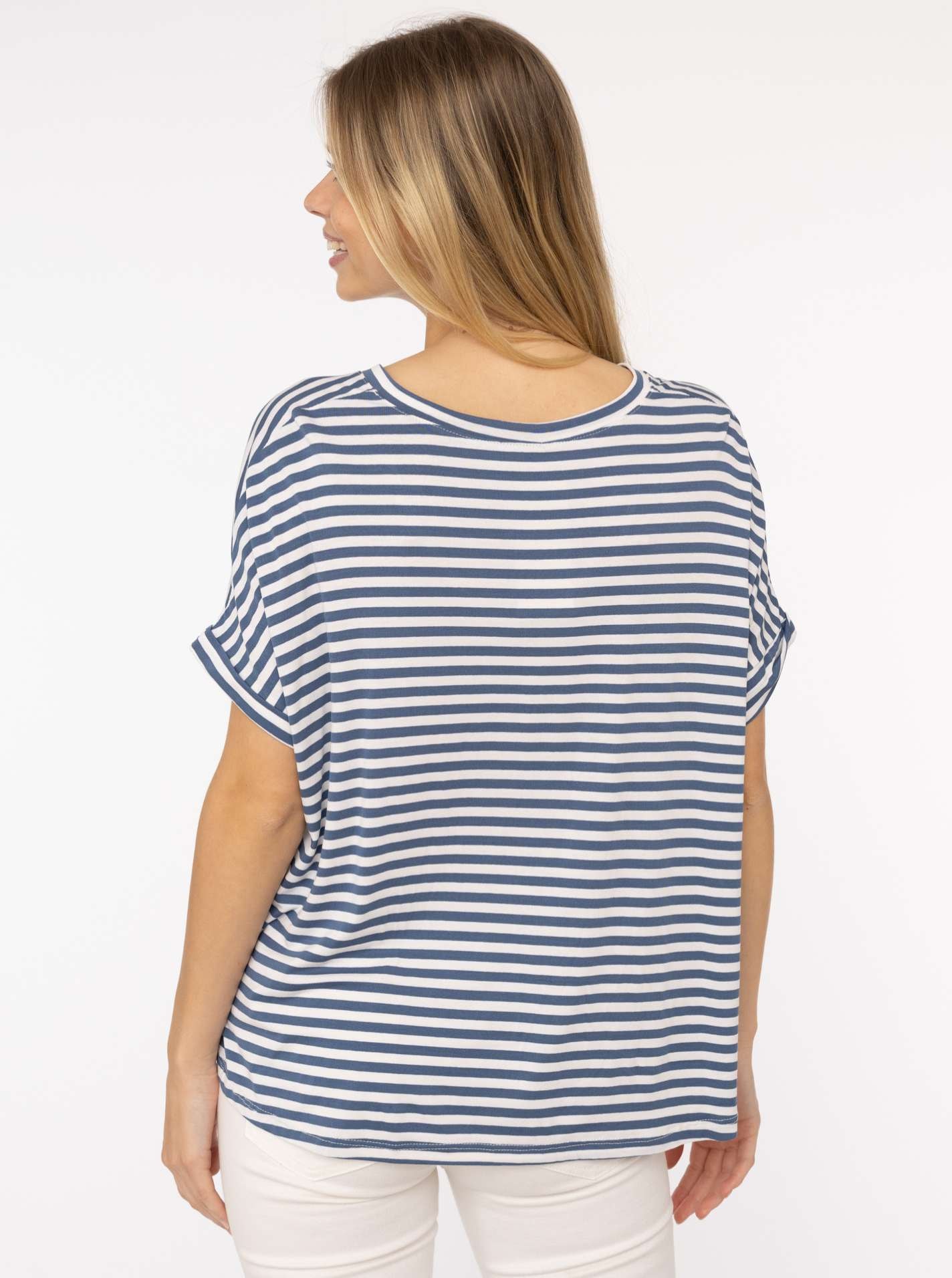 Zwillingsherz T-Shirt »"Maritime Streifen"«, One Size, Kurzarm, V-Ausschnitt, gestreift, Loose Fit