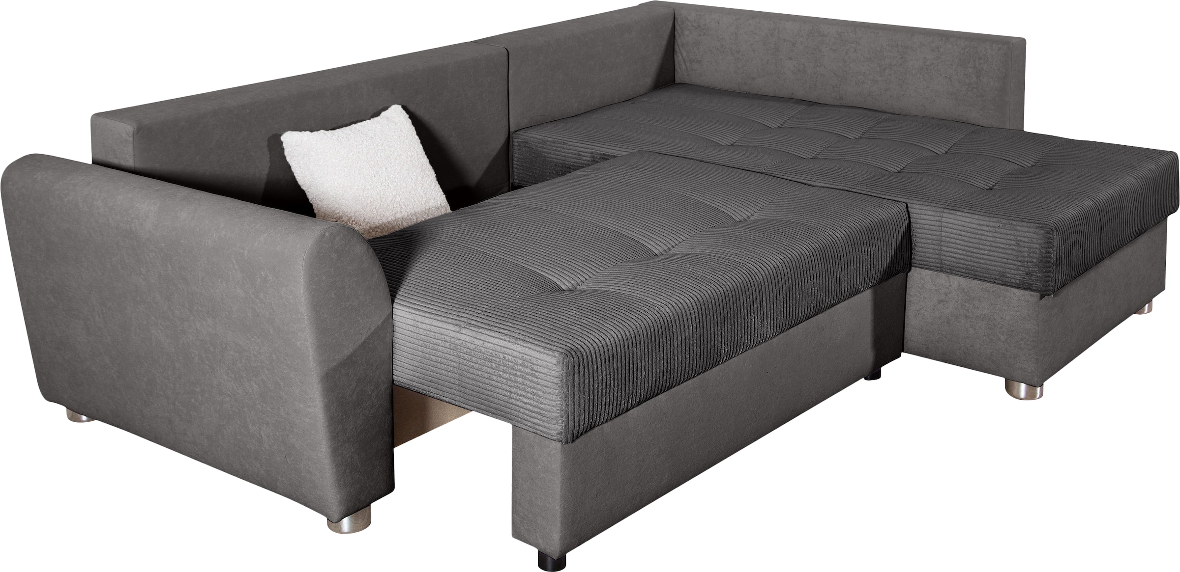 COLLECTION AB Ecksofa »JANA«, Ecksofa,Bettfunktion,Bettkasten,Bonnelfederkern,Rückenkissen