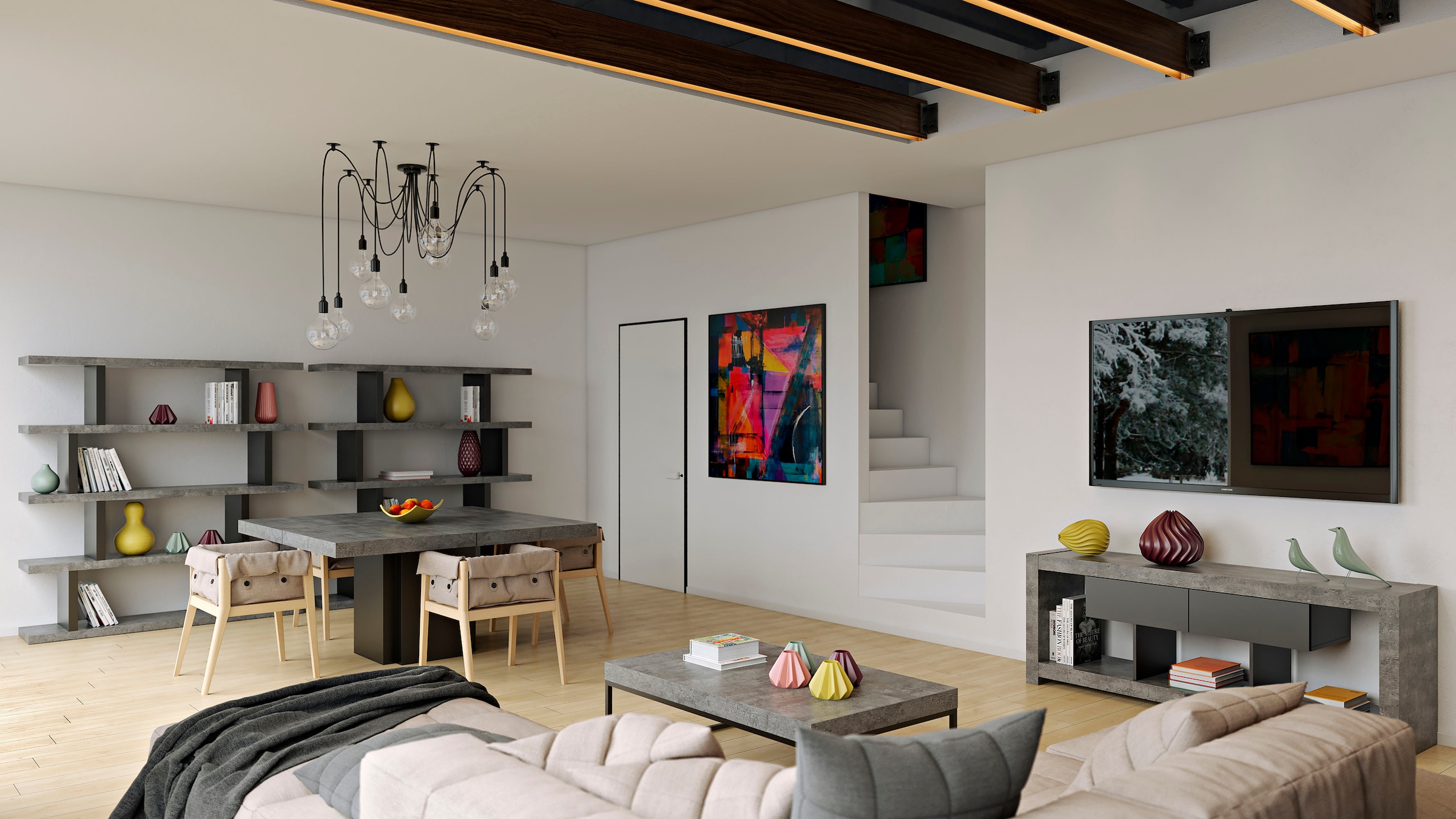TemaHome Couchtisch »Petra«, mit einer Tischplatte in Beton-Optik und einem schwarzen Beingestell