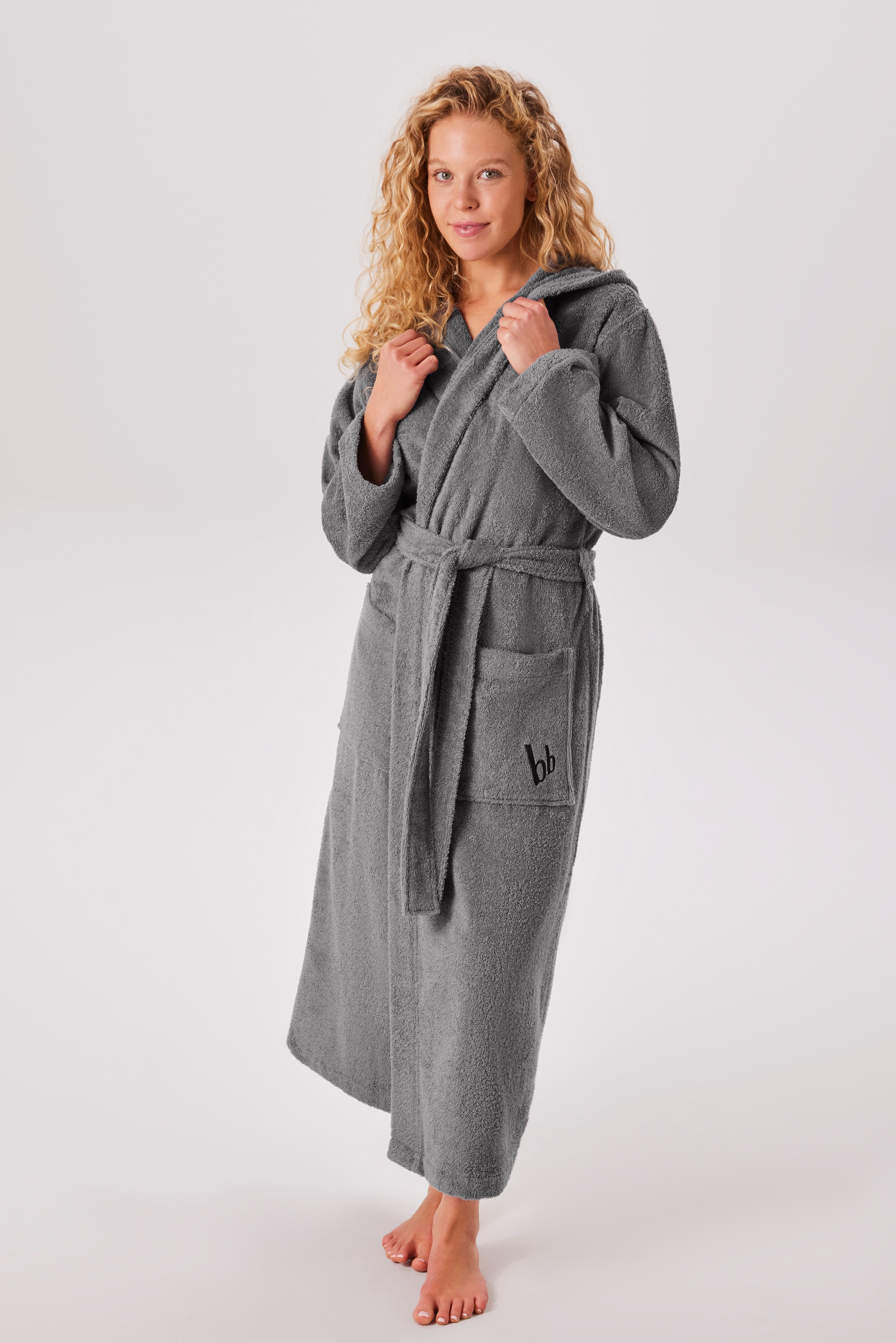 Bruno Banani Unisex-Bademantel »Robby, ideal für Sauna & Spa, Standardlänge & Überlänge« 1 Stk. Damen & Herren Bademäntel, Baumwolle, mit Taschen, Sauna, XS-3XL