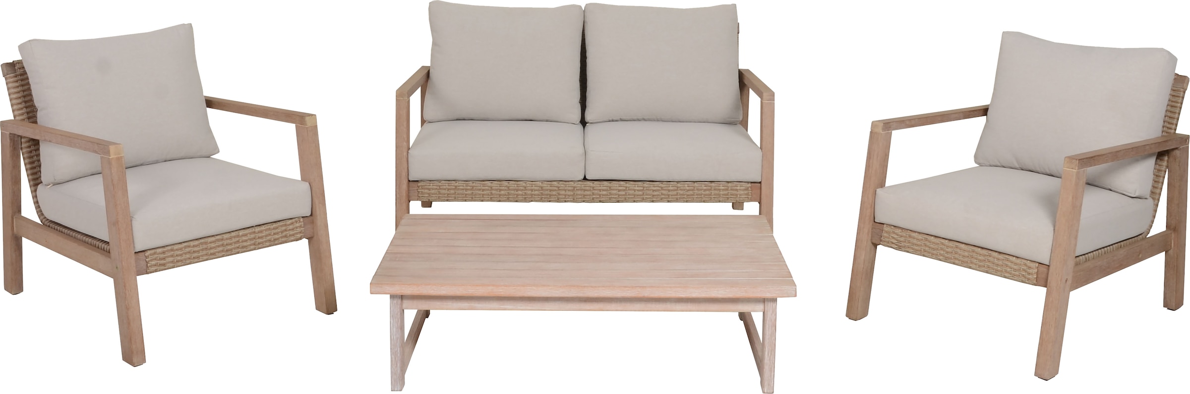 Garden Pleasure Gartenlounge-Set »»SAN«« 4 Stk. tlg. 2 Sessel, Tisch LxB: 106x66 cm, inkl Kissen