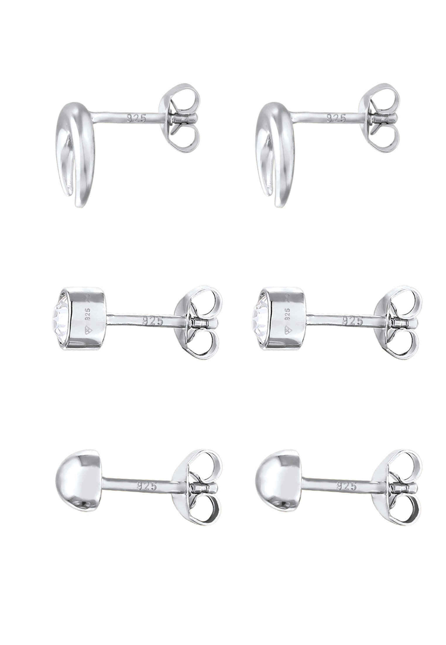 Elli Ohrstecker-Set »Ohrringe Ohrstecker Set Halbmond Astro Kristalle 925 Sterling Silber«