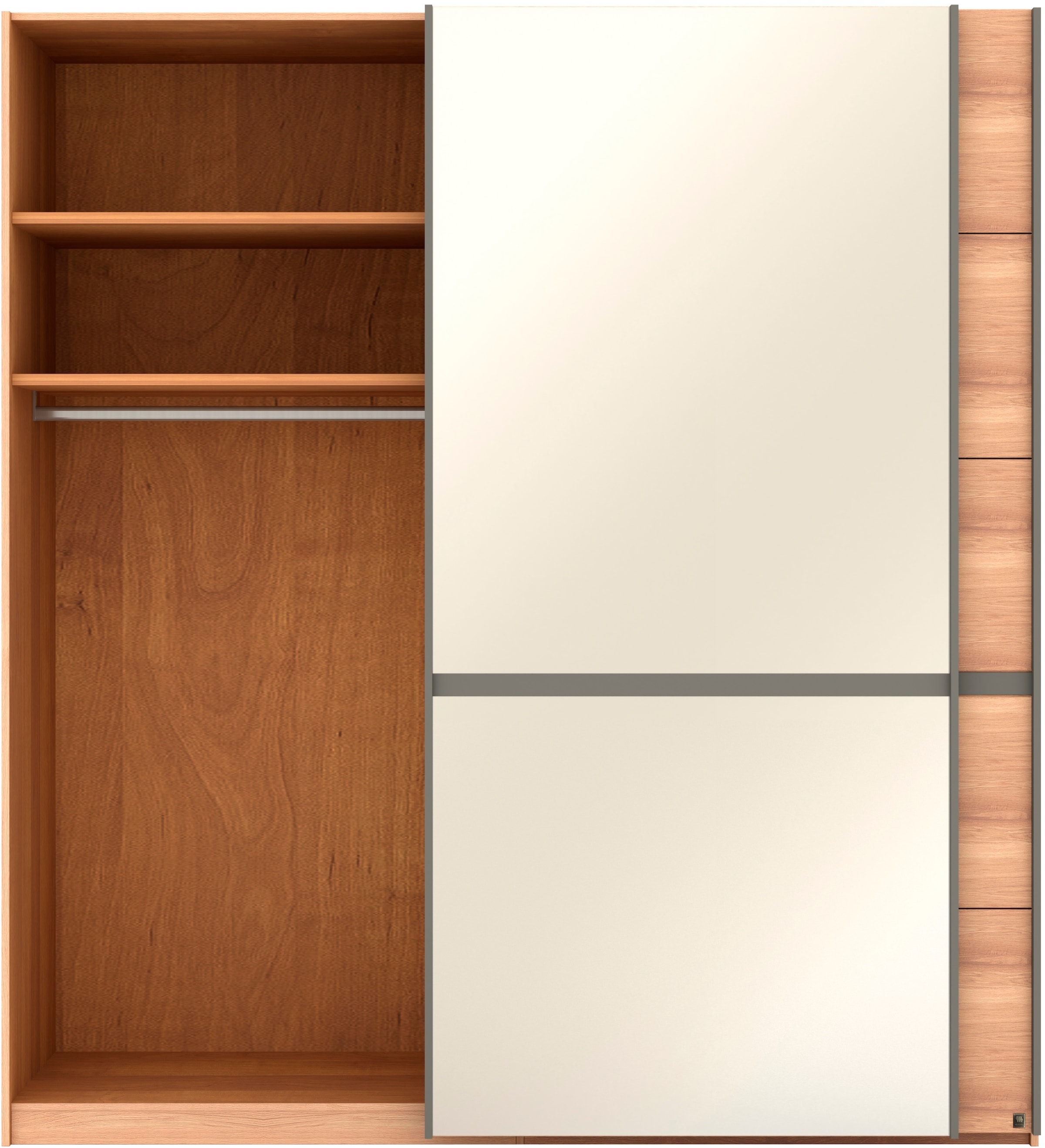 Musterring Schwebetürenschrank »Sorrent, Kleiderschrank, Schrank, Schiebetüren«, (Teilmassiv Eiche, MADE IN GERMANY), Türen in Eiche massiv mit Kassetten-Optik, verschiedene Maße verfügbar