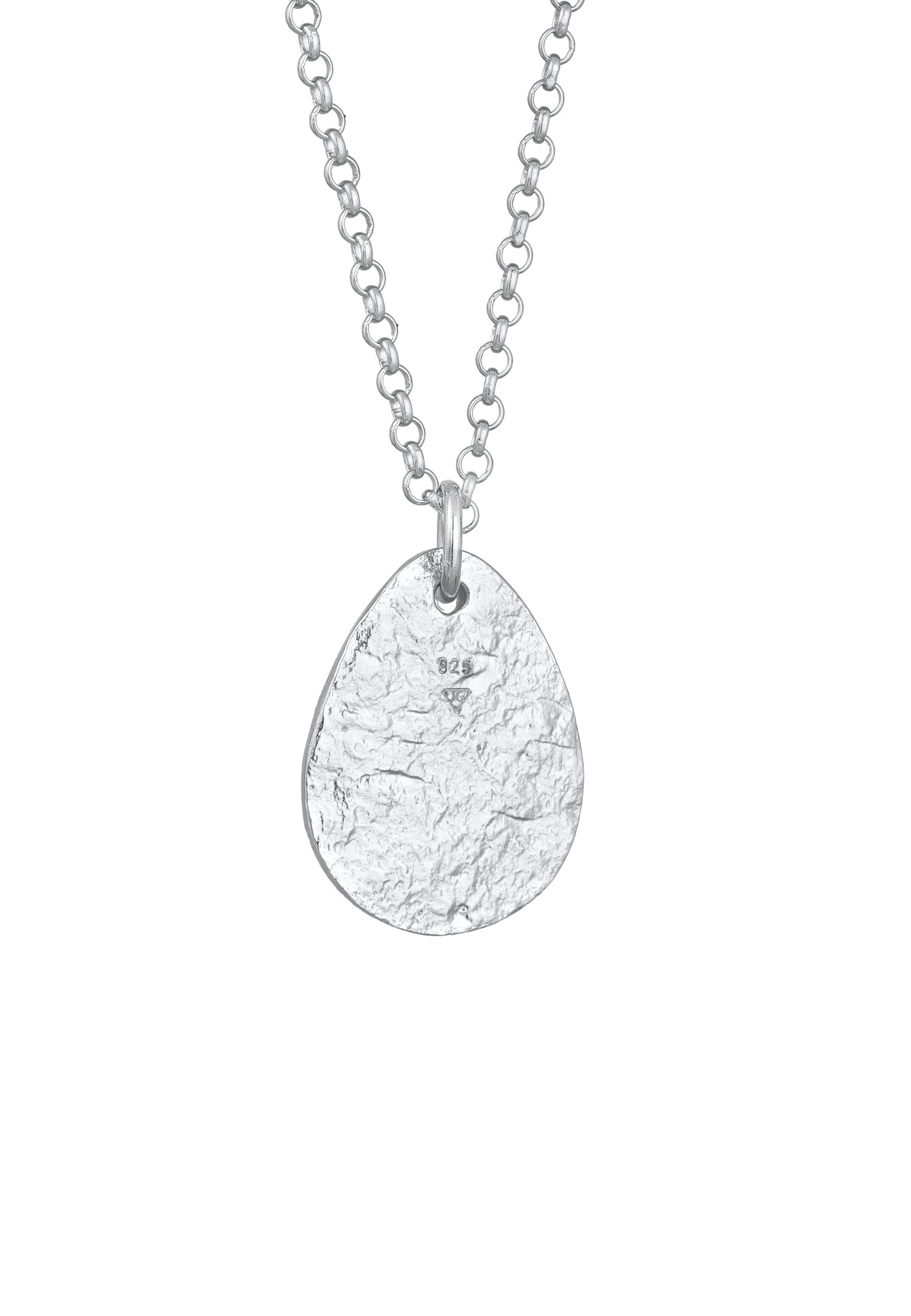 Elli Kette mit Anhänger »Halskette Tropfen Plättchen Gehämmert Vintage 925 Silber«