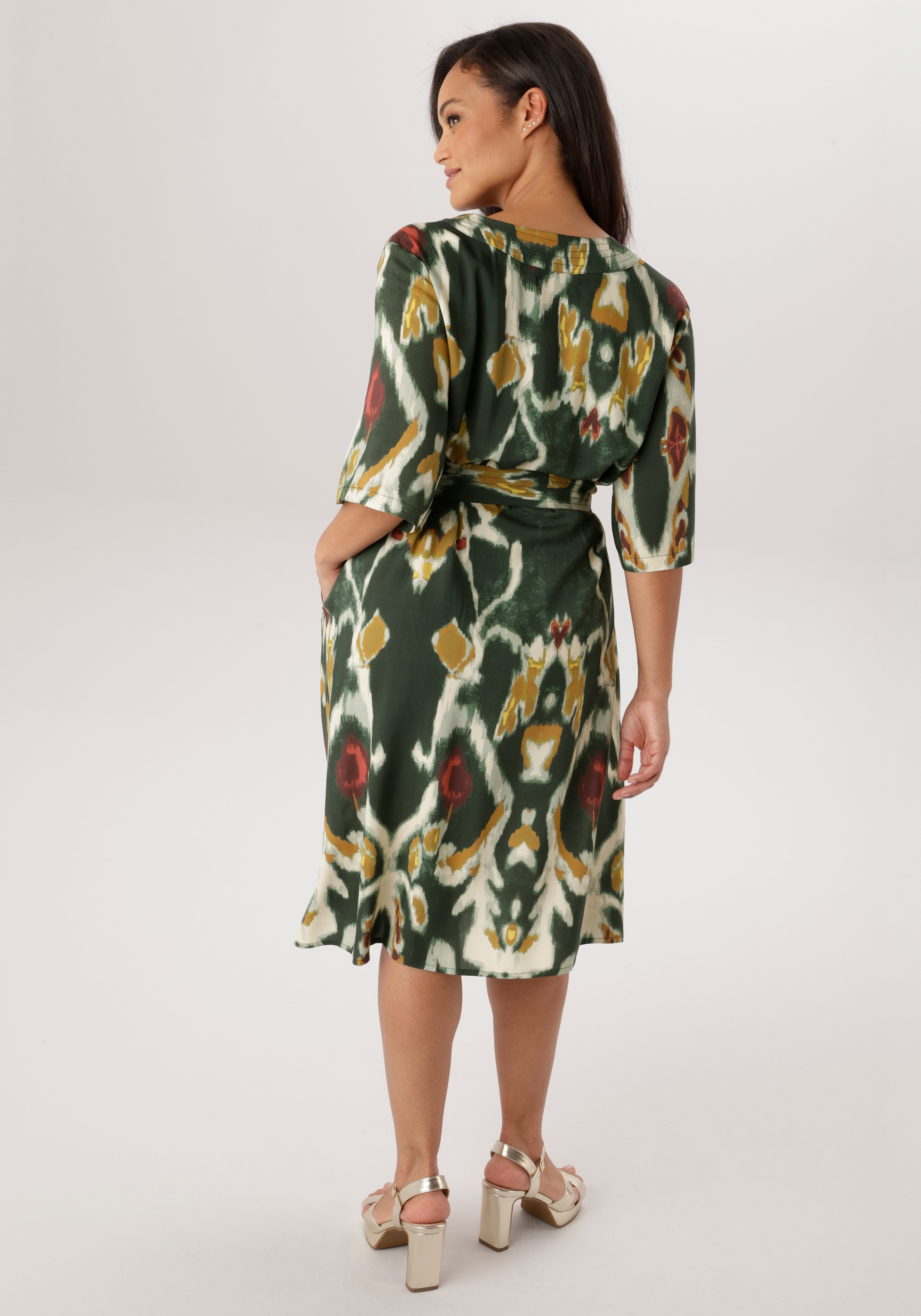 Aniston PLUS Blusenkleid Eingrifftaschen mit dekorativer V-Ausschnitt - NEUE KOLLEKTION