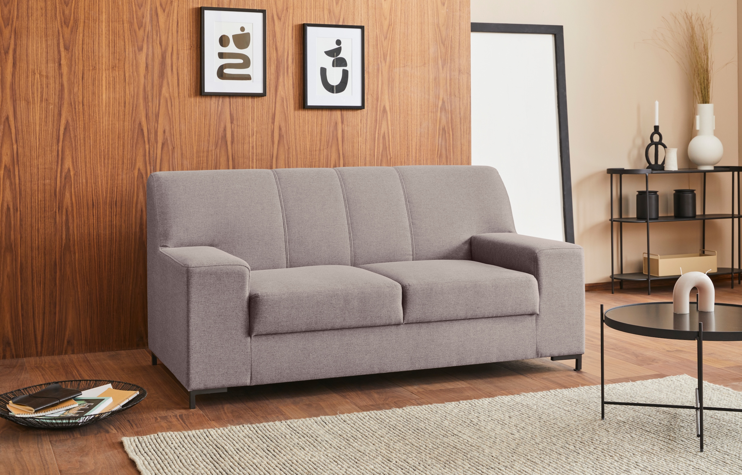 DOMO collection 2-Sitzer »Ledas kubisch und komfortabel, flache Armlehnen, eleganter Fuß,« Breite 170cm, in vielen Farben erhältlich