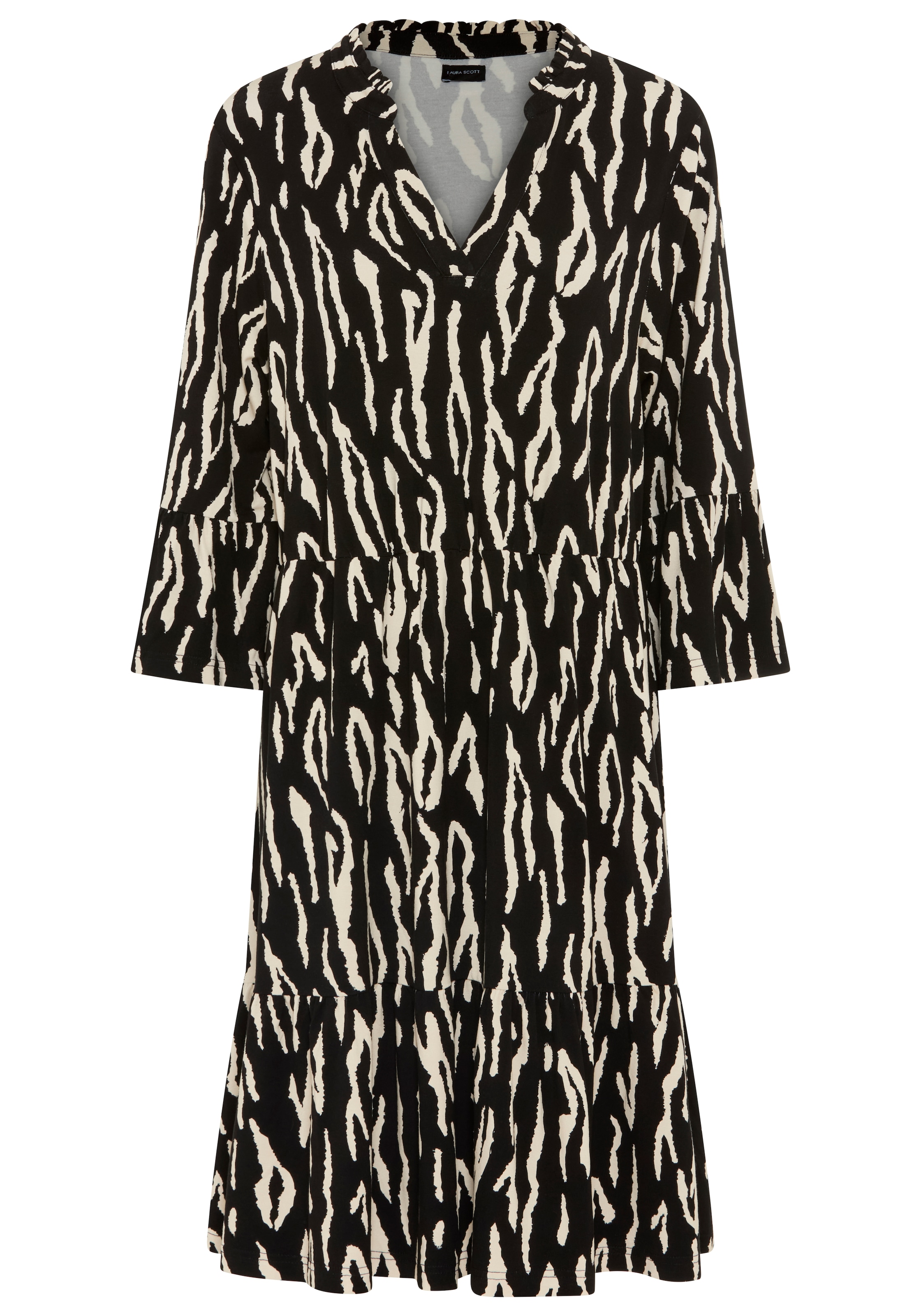 Laura Scott CURVE Jerseykleid figurumspielende Passform mit Volants, aus Viskosemischung