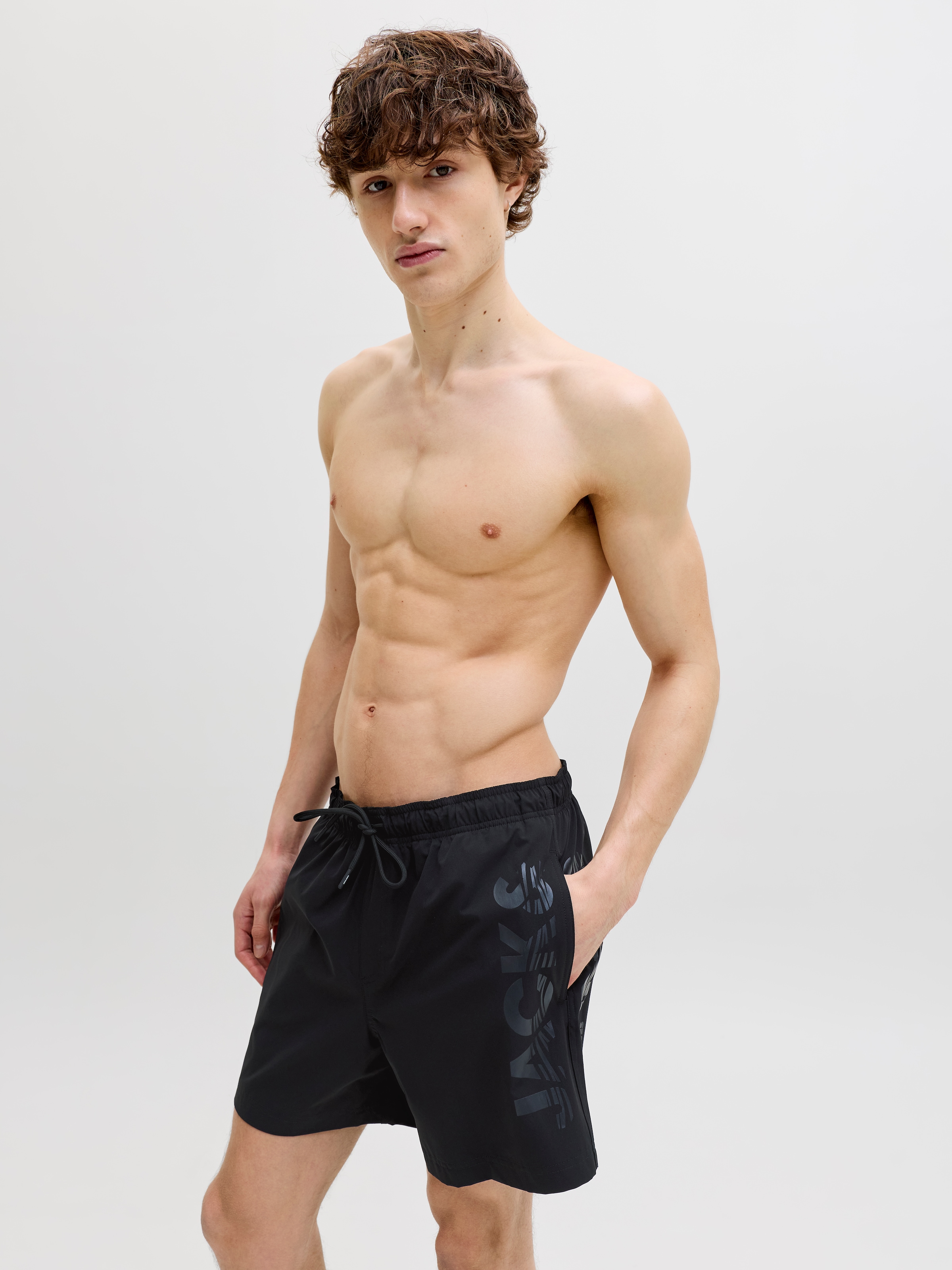 Jack & Jones Badeshorts »JPSTMAUI WAVE LOGO SWIM SHORTS SN« Kunstfaser, normal geschniten
