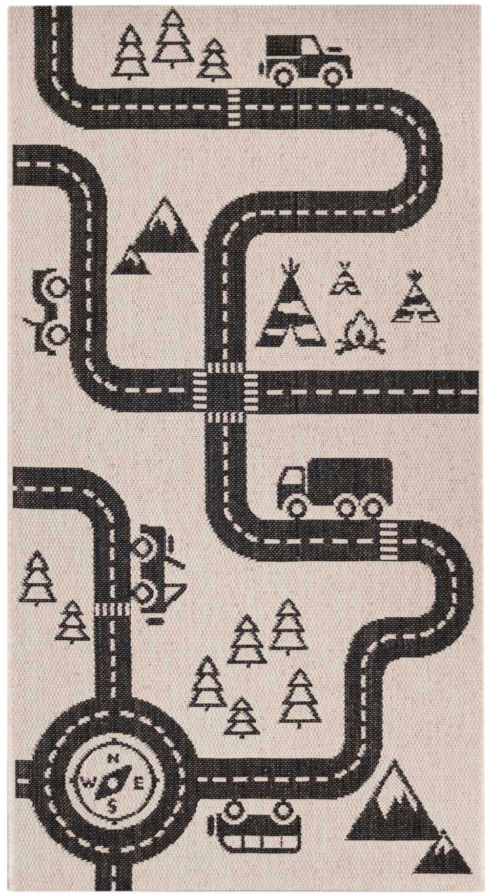 Primaflor-Ideen in Textil Kinderteppich »LINIA - Streets«, rechteckig, 3 mm Höhe, Flachgewebe, Straßen-Spiel-Teppich, In- und Outdoor geeignet, Kinderzimmer