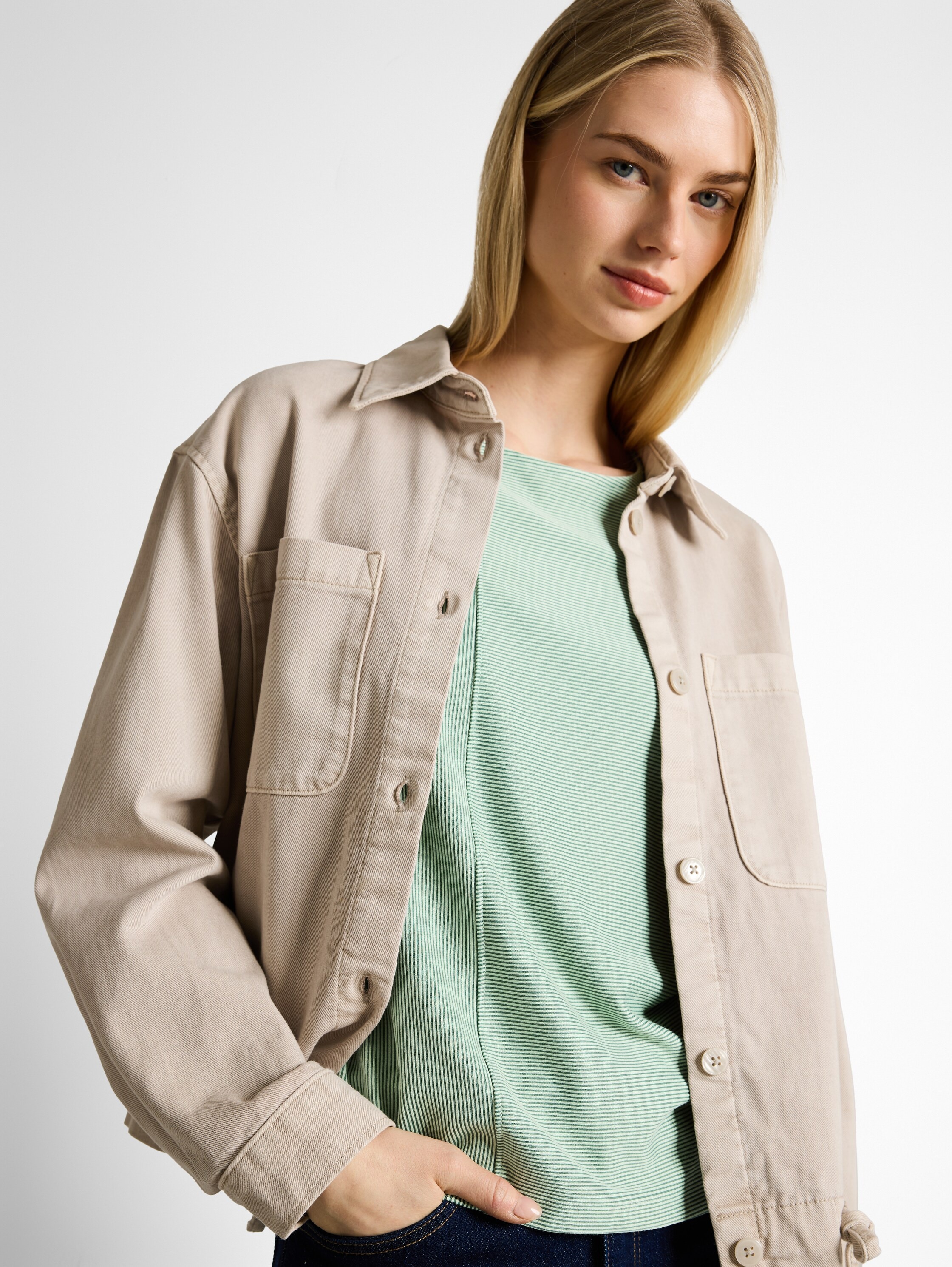 TOM TAILOR Denim Rundhalsshirt Ärmellos im Streifen-Look